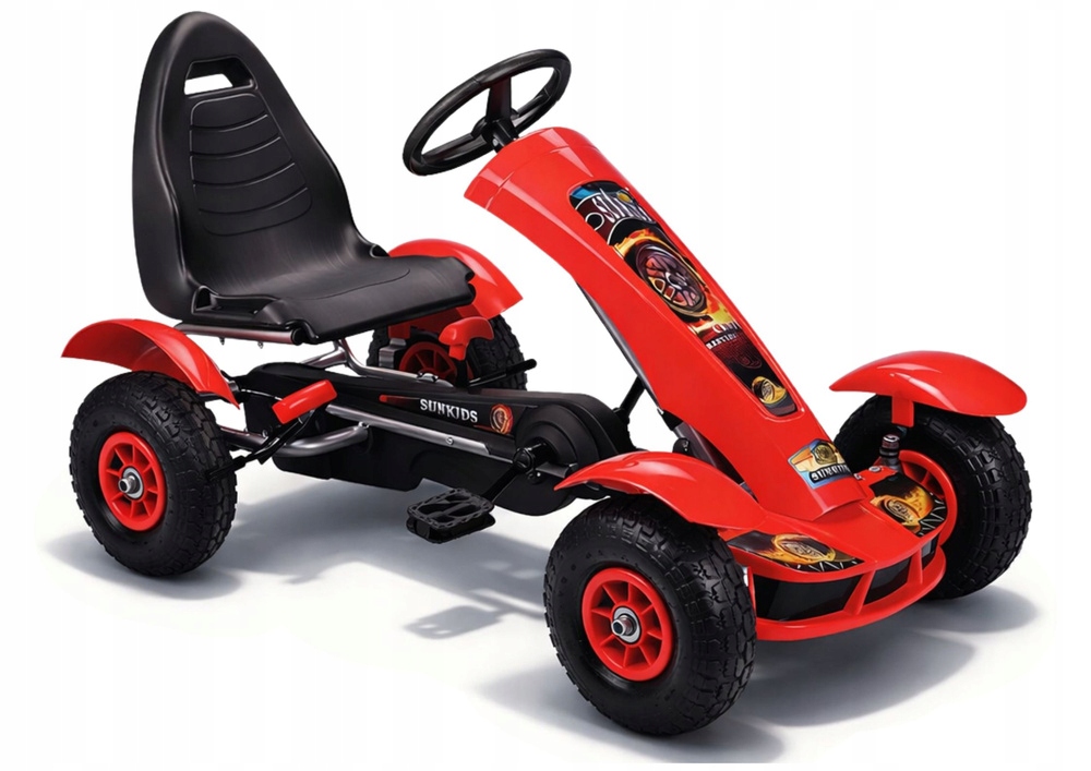 Gokart na Pedały Dziecięcy Czerwony z Pompowanymi Kołami i Hamulcem Ręcznym