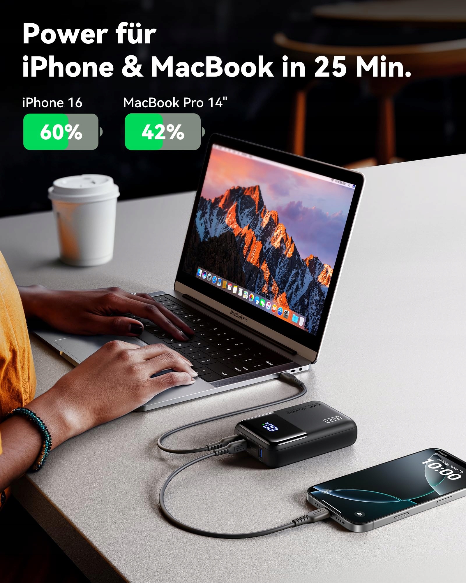 INIU Power Bank 100W 25000mAh USB C Do Telefonów i Laptopów — miniatura 4