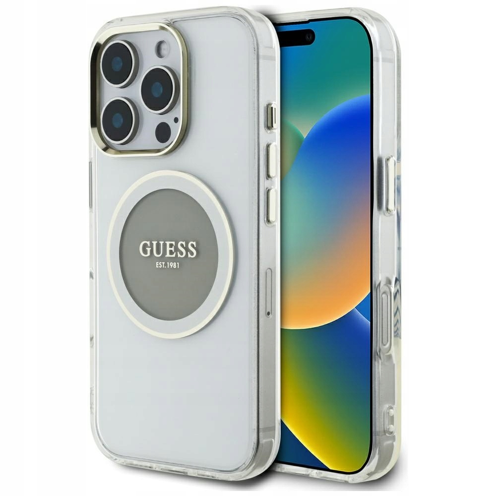 Etui Guess IML Metal Colored Circle Classic Logo MagSafe na iPhone 16 Pro