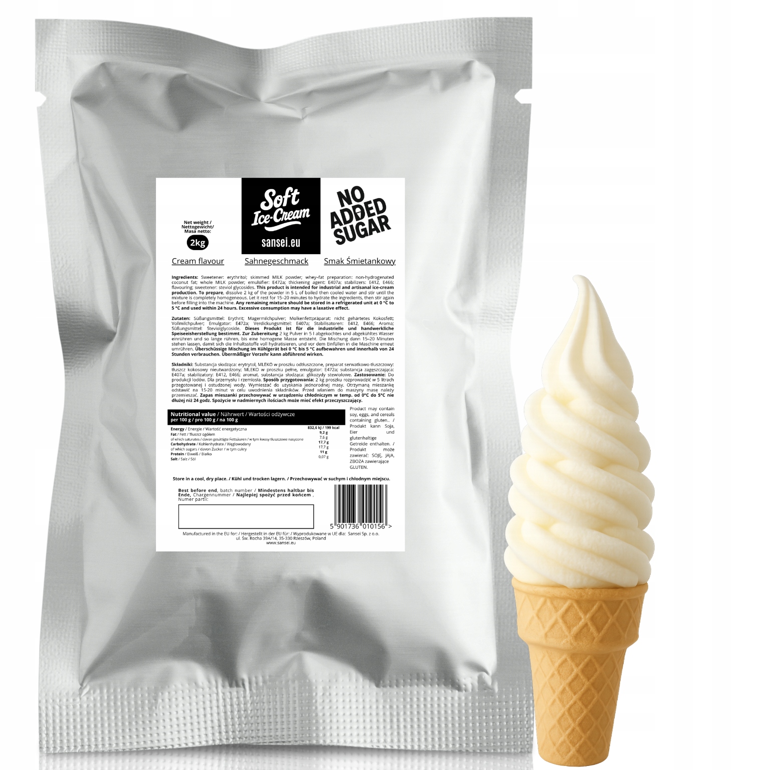 Levně Italská zmrzlina v prášku Smetanová bez přidaného cukru 2 kg Premium