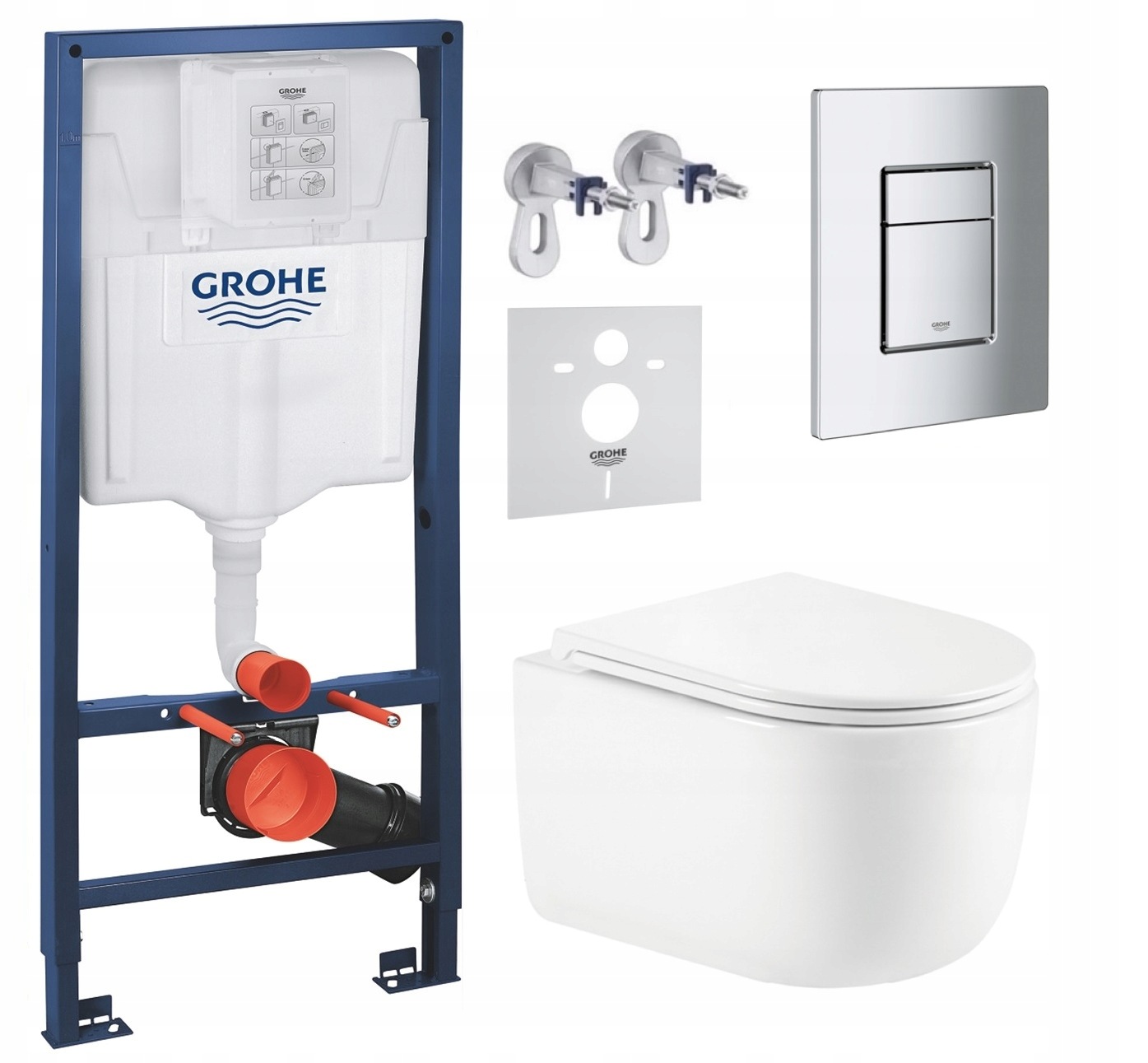 Podomietkový Wc set Grohe s miskou Lesna a tlačidlom Chróm Mat Fresh