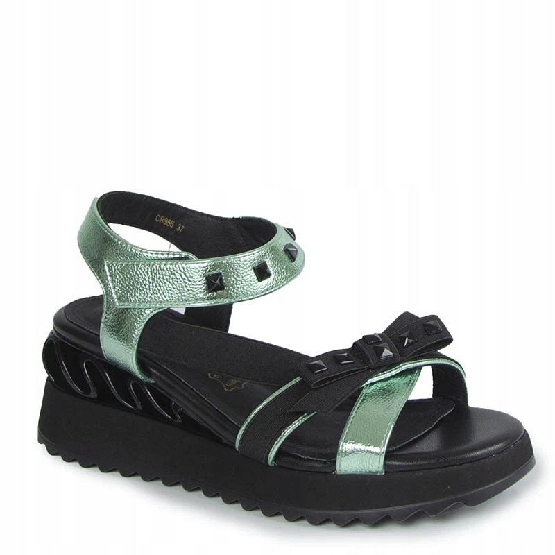 S.barski CR956 Černé Zelené Sandály S Mašličkou 36 D&a