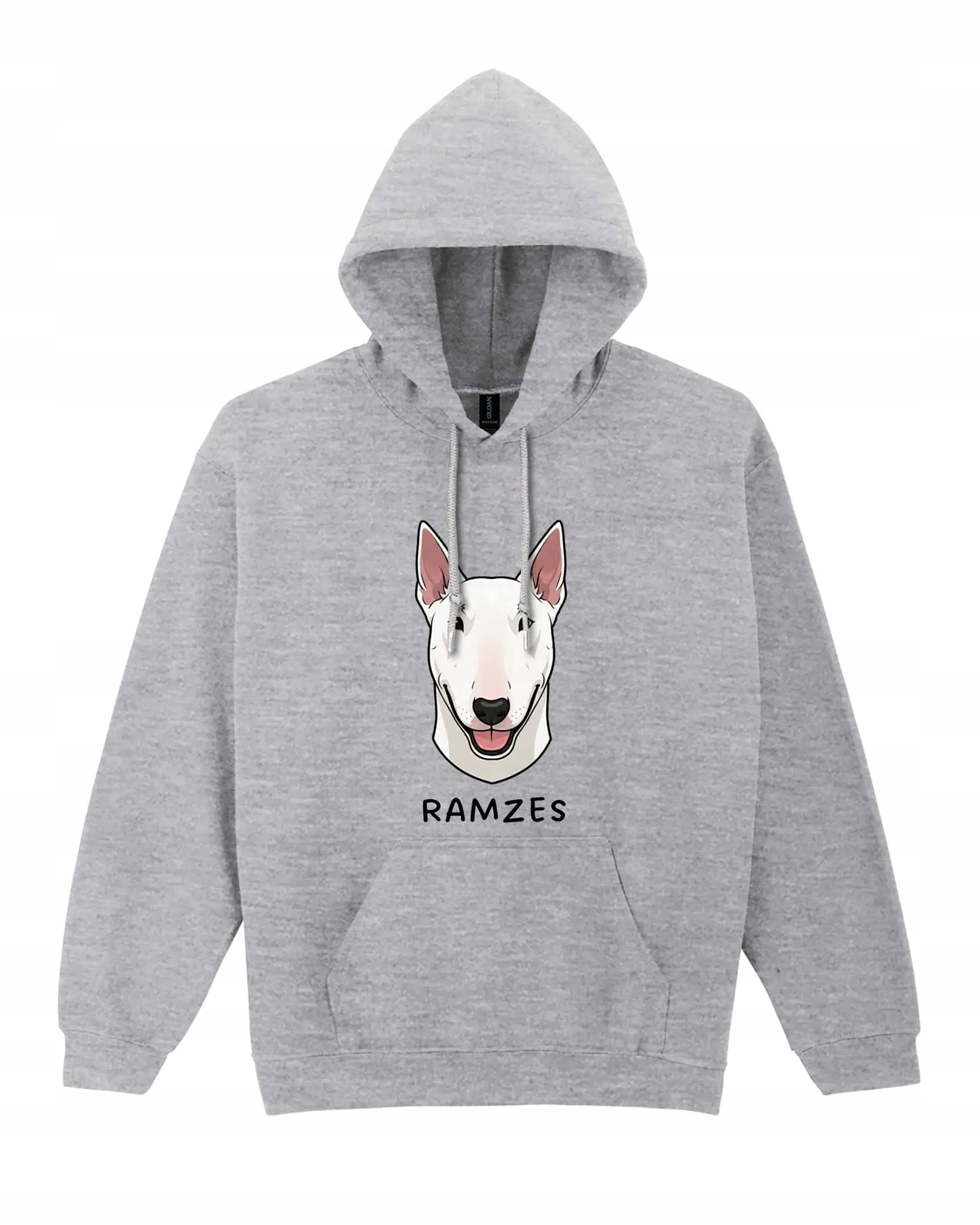 Mikina s kapucí Bull Terrier Personalizovaná Pupil Pes Šedá XXL