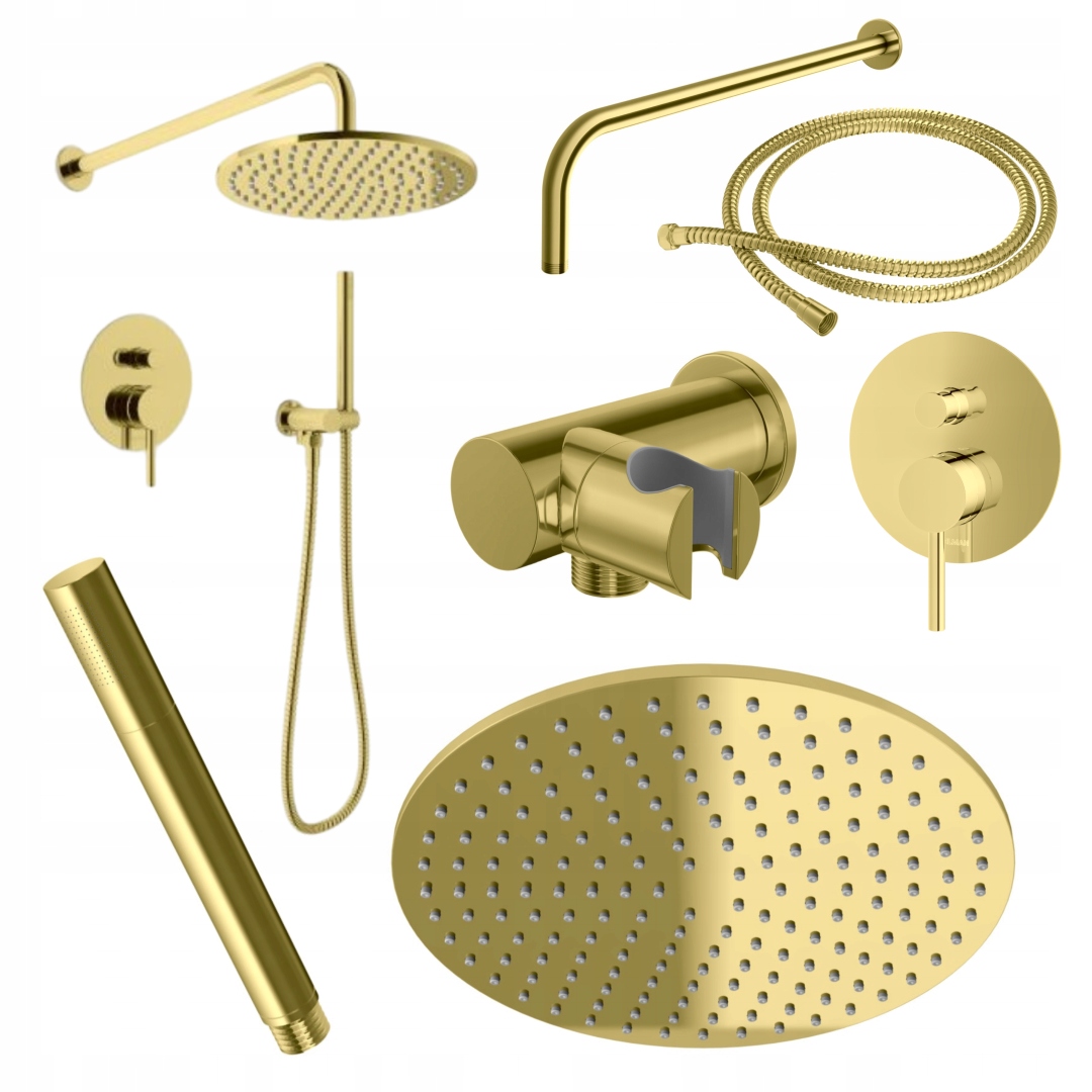 Dažďová sprcha Kohlman Axel zlatá 30 cm slúchadlo hadica