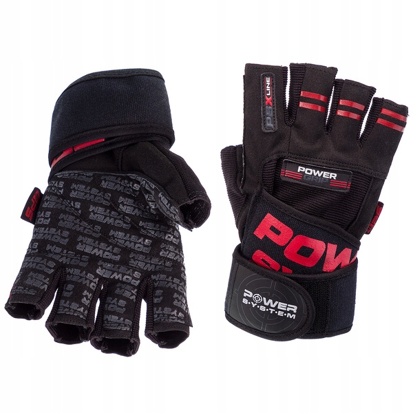 RĘKAWICE SKÓRZANE PROFESJONALNE na SIŁOWNIĘ RĘKAWICZKI POWER GRIP SYSTEM Kolor dominujący czarny