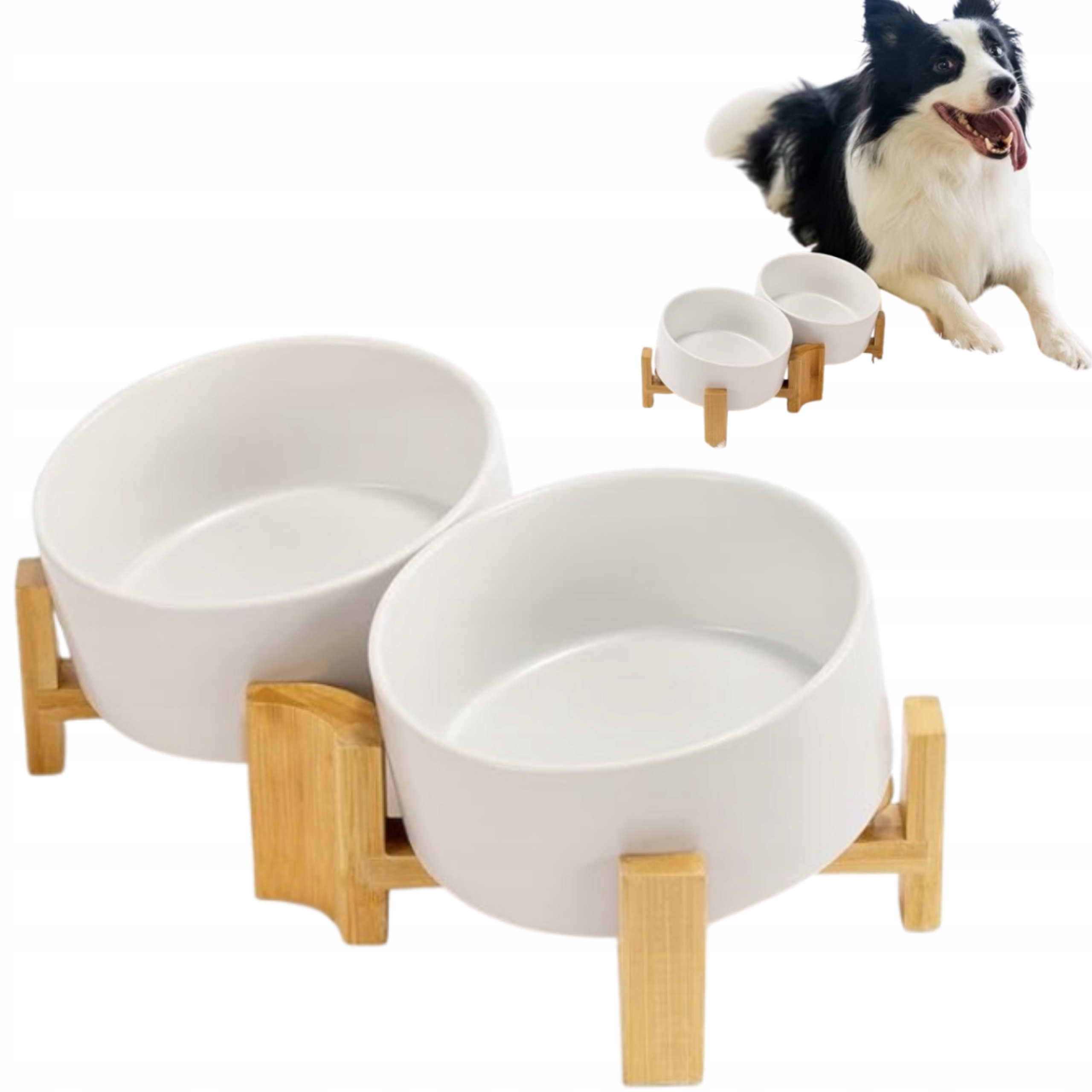 Levně Miska pro psa na stojanu dvojitá keramická Pro Kočky 2 x 850 ml