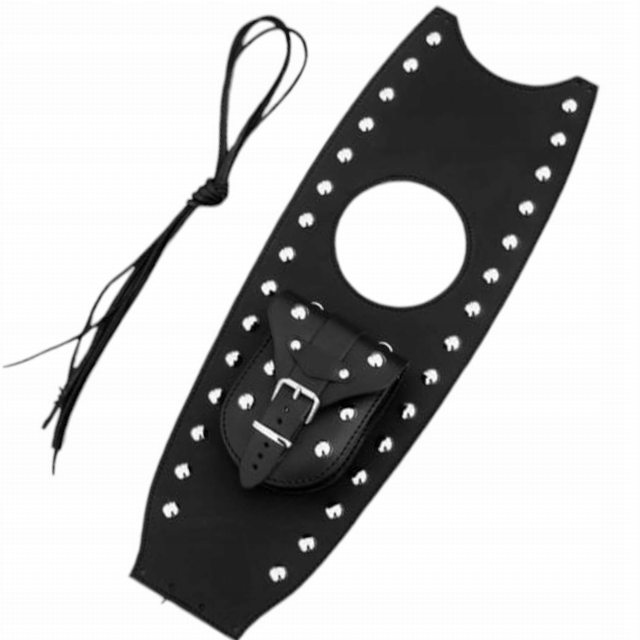 Pás na nádrž Kožená kravata Junak M11 s cvočkami