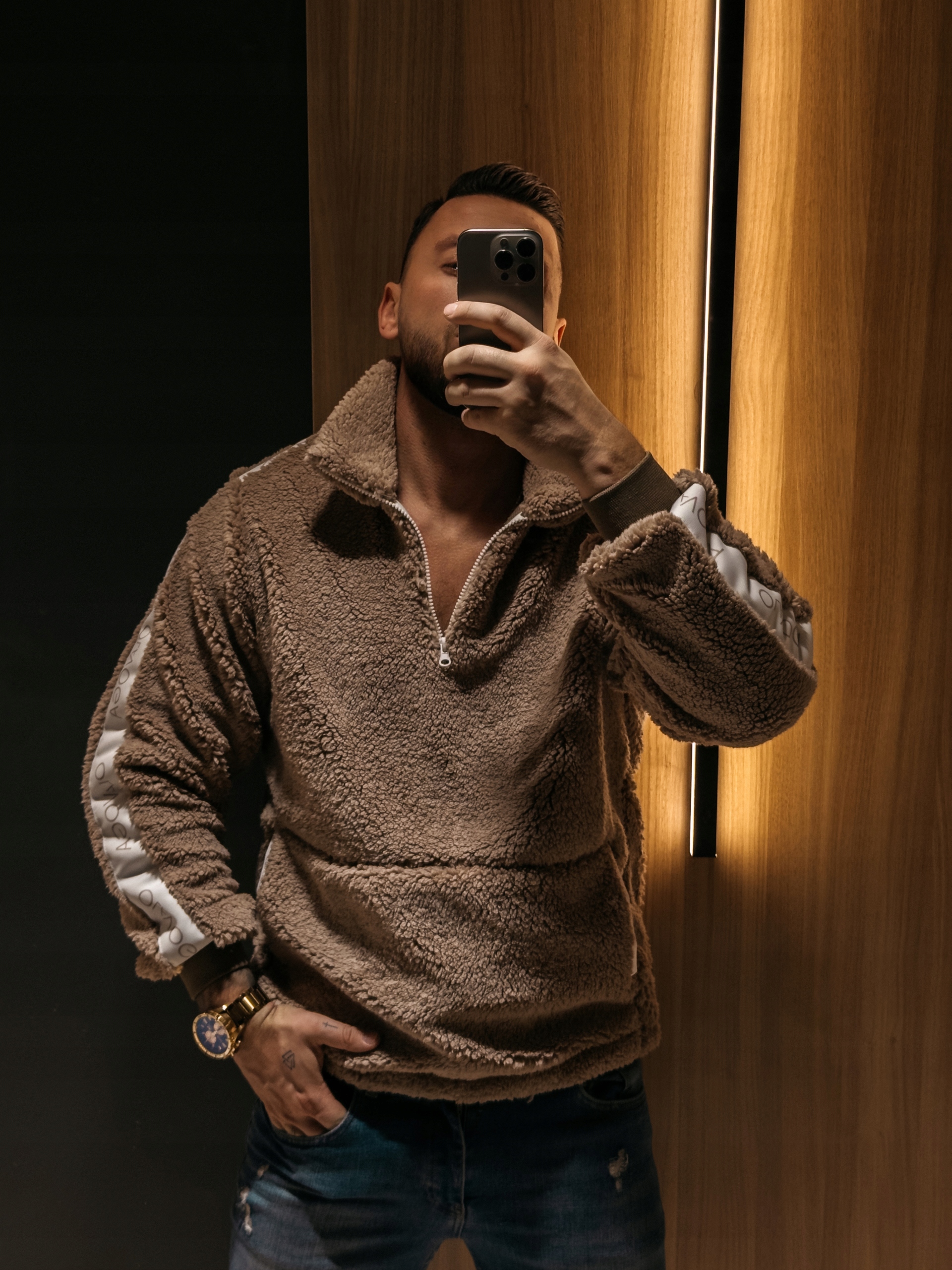 Pánský Fleece Settline Olavoga Béžový