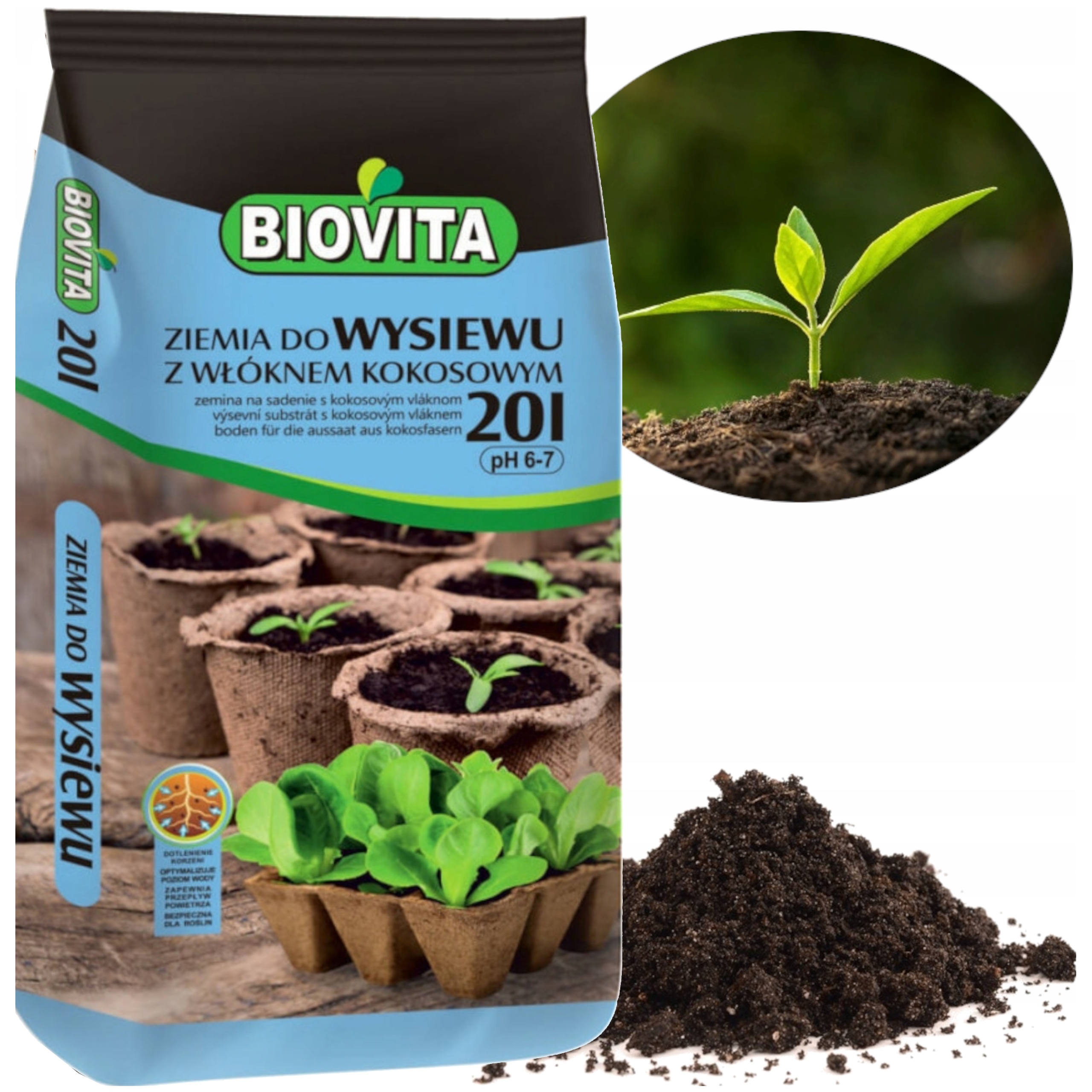 

Ziemia Do Wysiewu Z Włóknem Kokosowym 20L Biovita