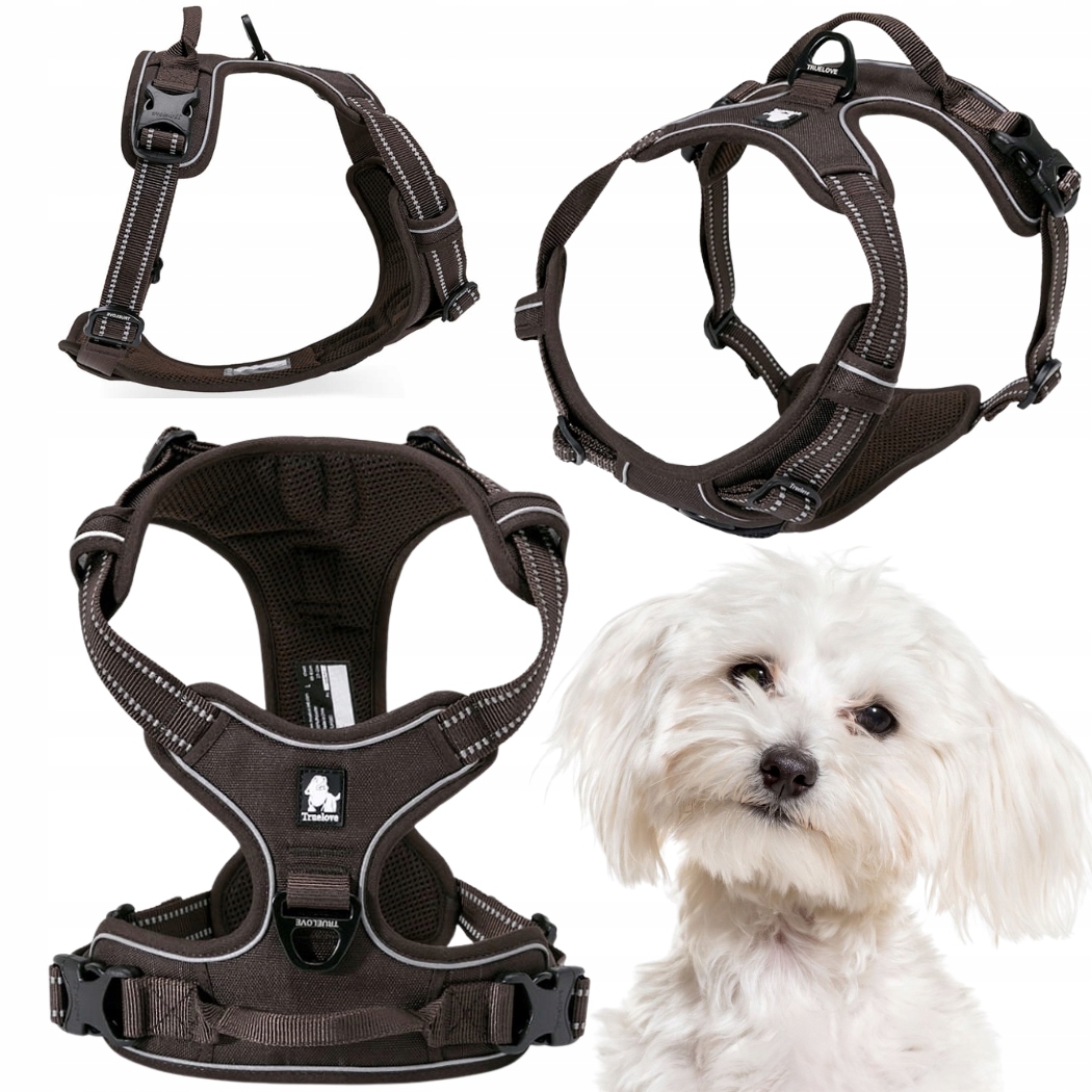 Levně Obojky Pro Psa Truelove Easy Walk Silné Odolné Reflexní Hnědé Xs