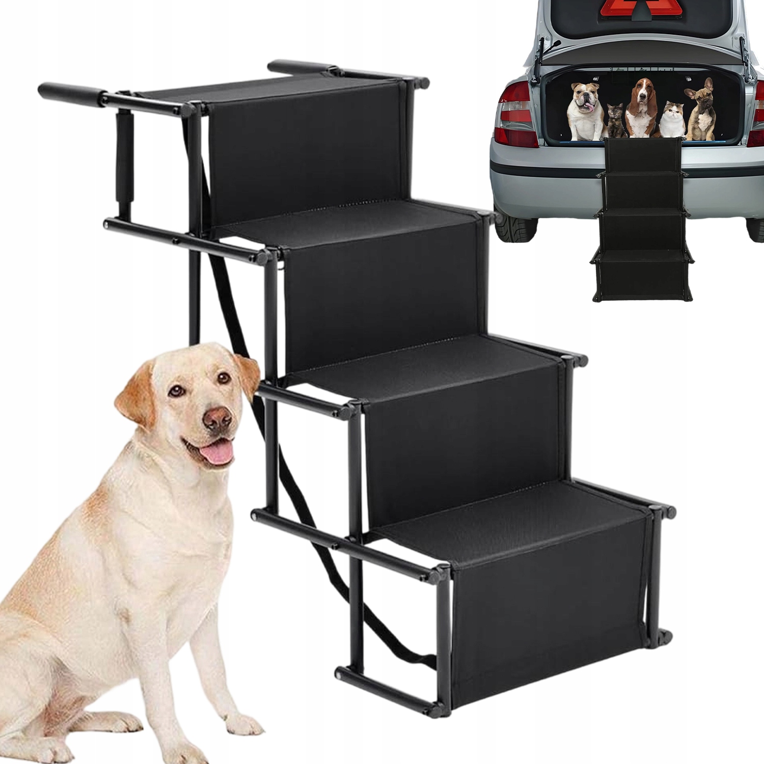 Levně Schůdky Pro Psa Pro Nastupování Plošina 4 Stupně 76 CM Jemná Rampa