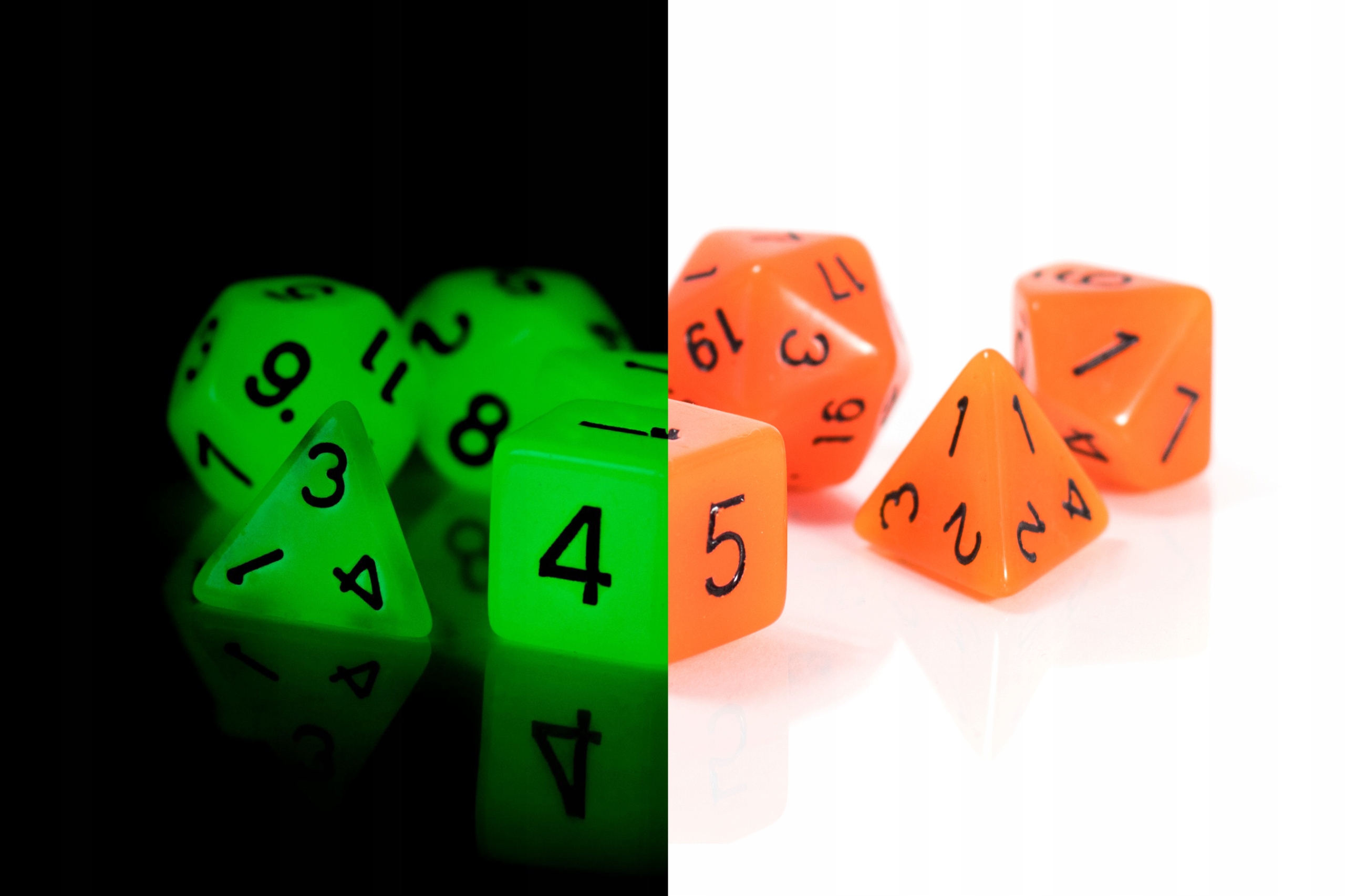 OGIEŃ DUSZ ŚWIECĄCY ZESTAW 7 KOŚCI KOSTEK RPG