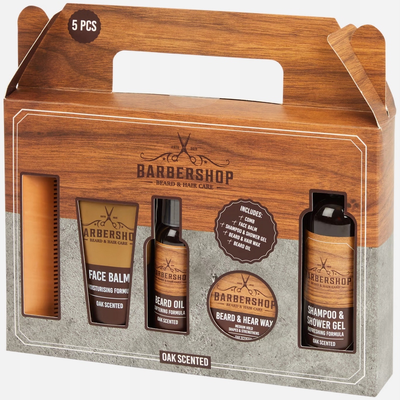 Zestaw podarunkowy do pielęgnacji brody BARBER SHOP 5 elementów