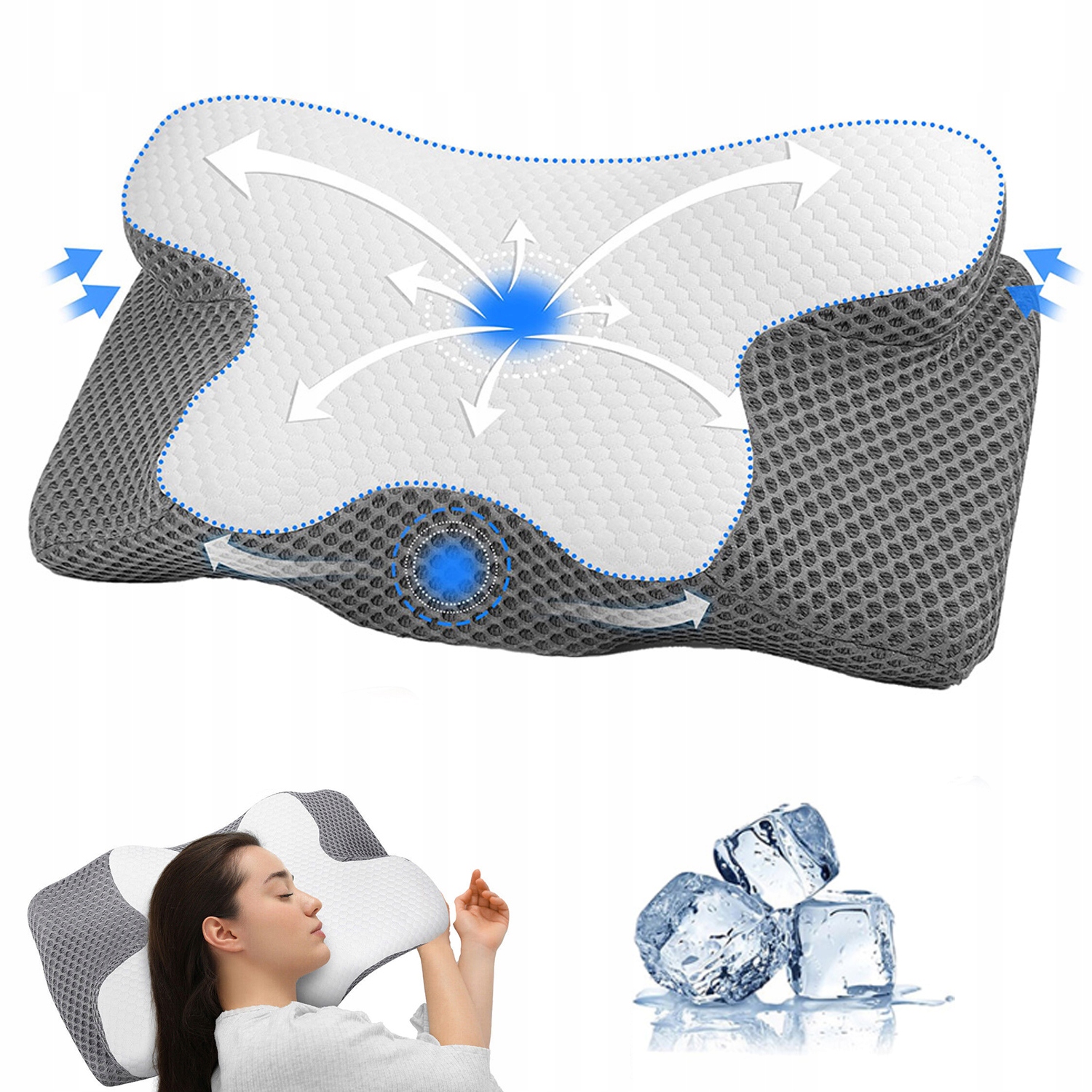 Poduszka ortopedyczna Na Ból Karku Pianka Profilowana Memory 60x34x13cm