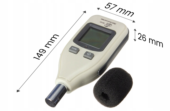 SONOMETR MIERNIK NATĘŻENIA POZIOMU DŹWIĘKU, GŁOŚNOŚCI DECYBELOMIERZ CYFROWY Model GM1351