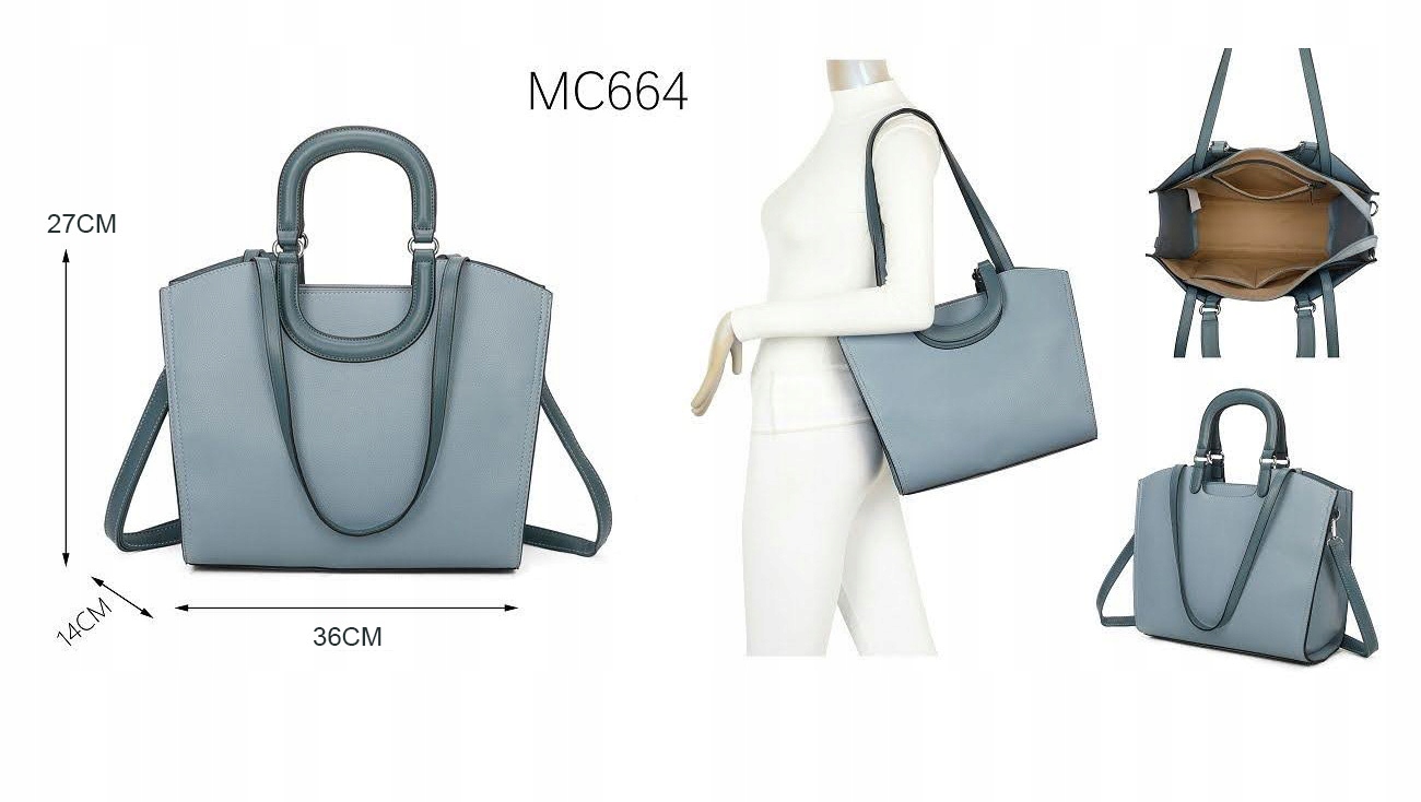 Maria C. Torebka Damska kuferek zielony listonoszka MC664 green Materiał dominujący skóra ekologiczna