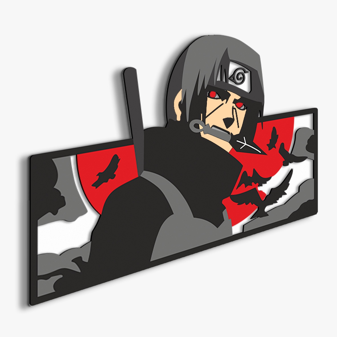 Itachi Uchiha Dřevěný obraz Anime Naruto Akatsuki 3D dekorace Dárek