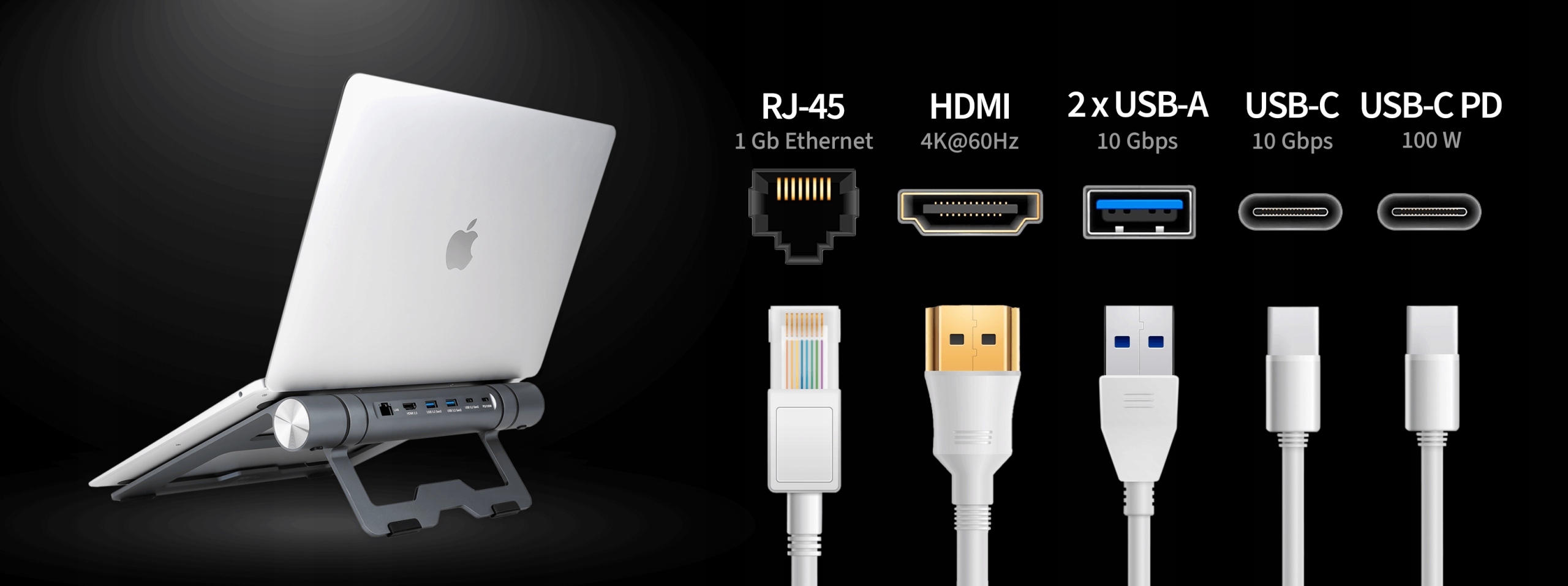 REAGLE PODSTAWKA POD LAPTOP REGULOWANA STOJAK MACBOOK HUB HDMI PD LAN USB-C Maksymalna przekątna ekranu 15