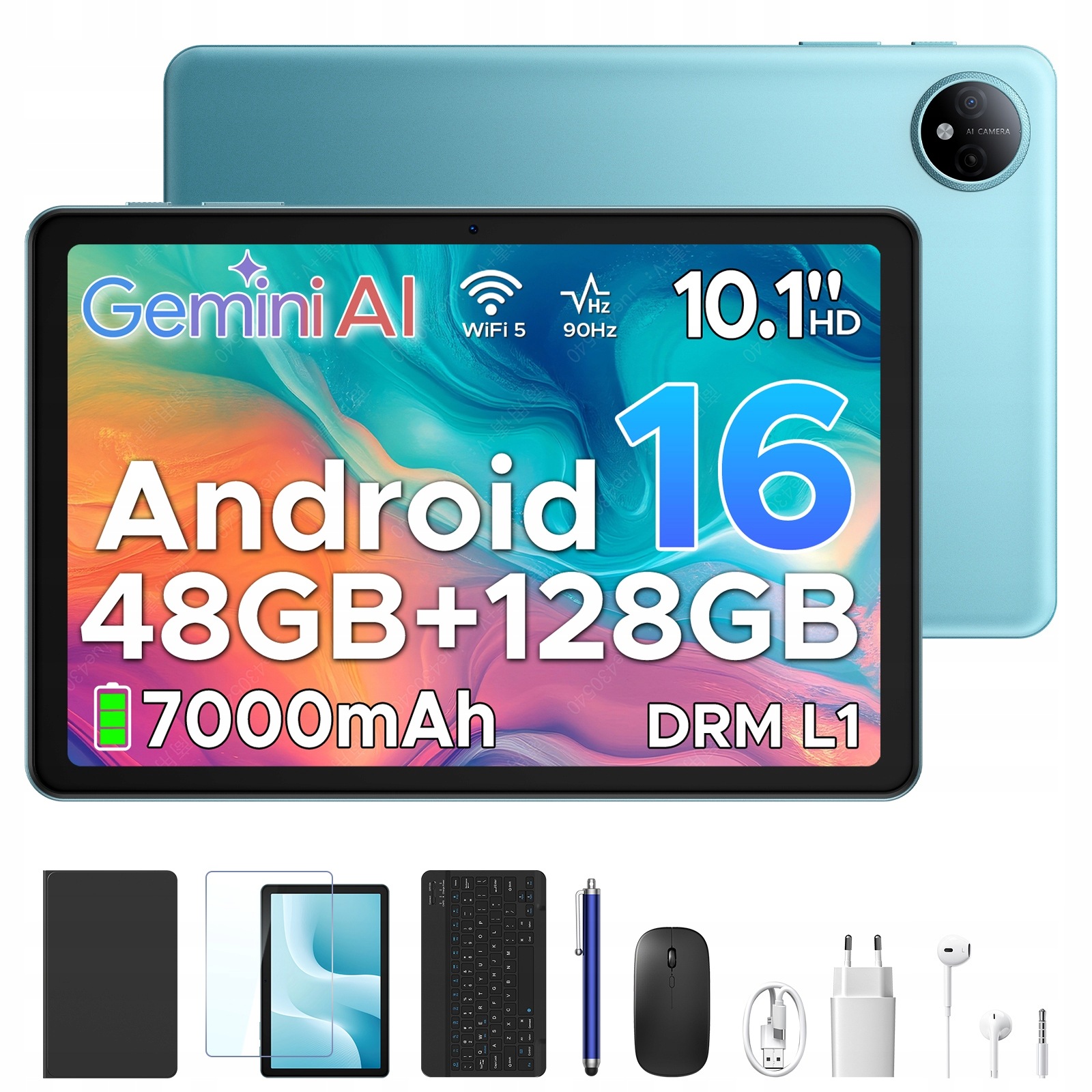 Tablet Aorlym AP10 10,1" 48+128GB Android 16 7000mAh Készlet Tok Egér Wifi
