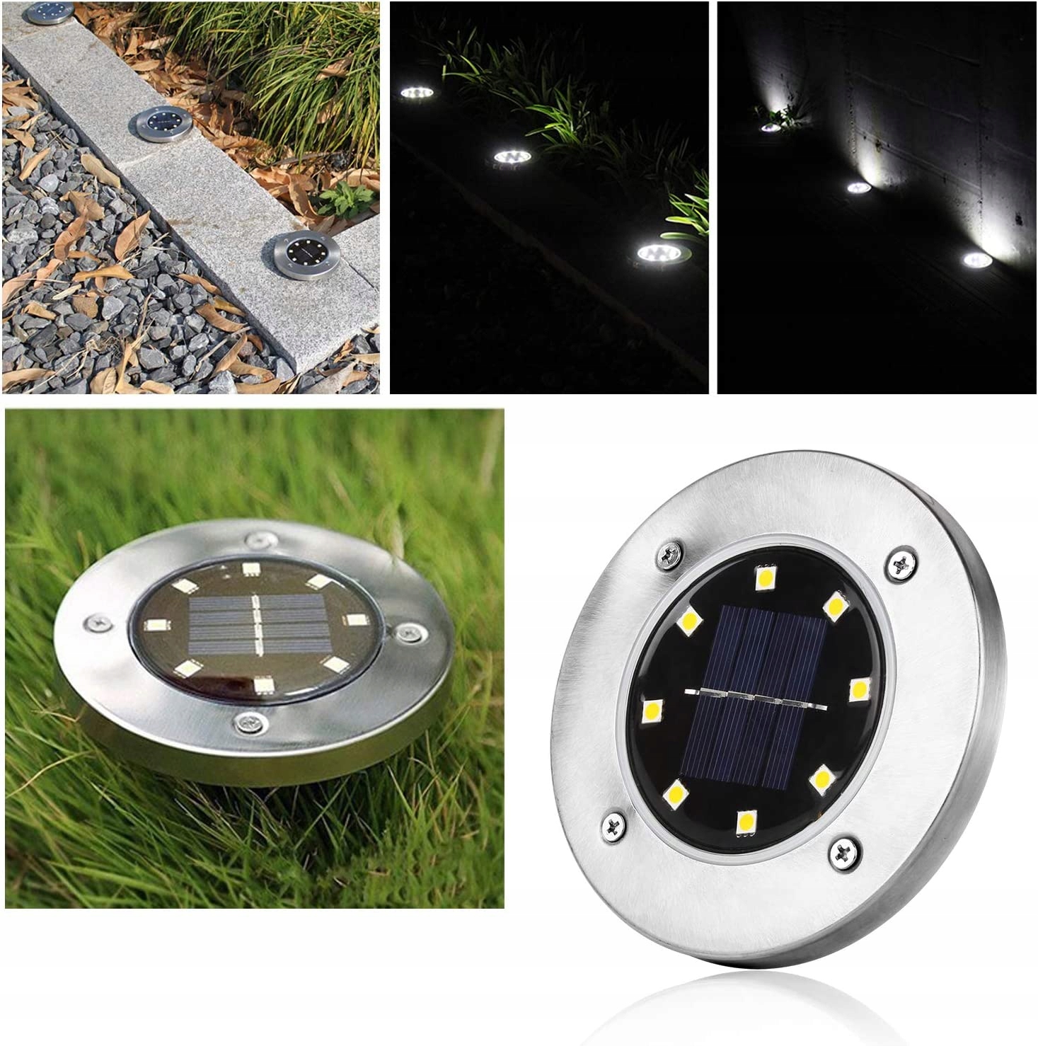 LAMPA SOLARNA LED OGRODOWA SOLARNE LAMPKI 16 szt Kolor dominujący srebrny