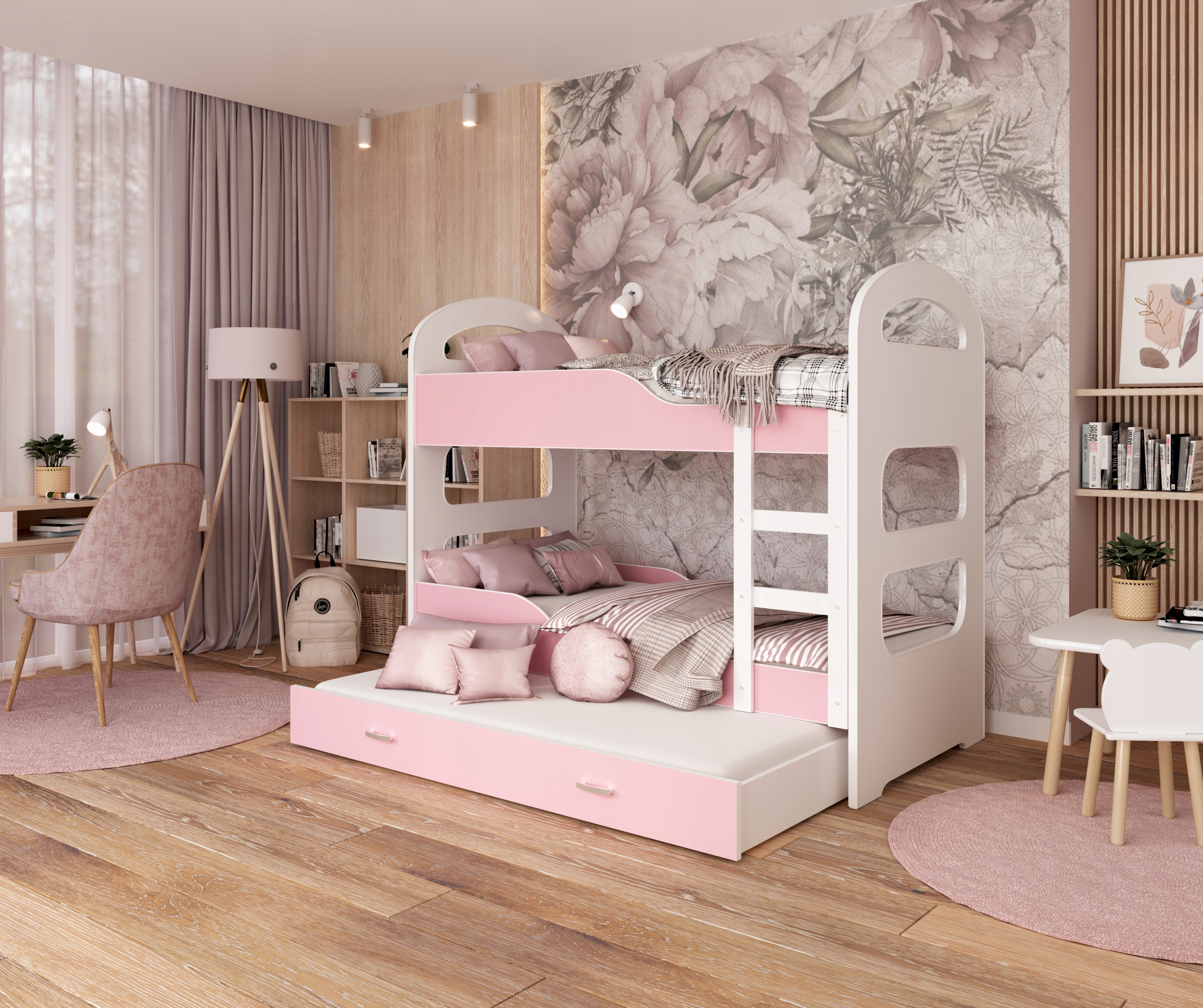 Łóżko piętrowe 190x80 białe szare DOMINIK 3 Marka Eurotel