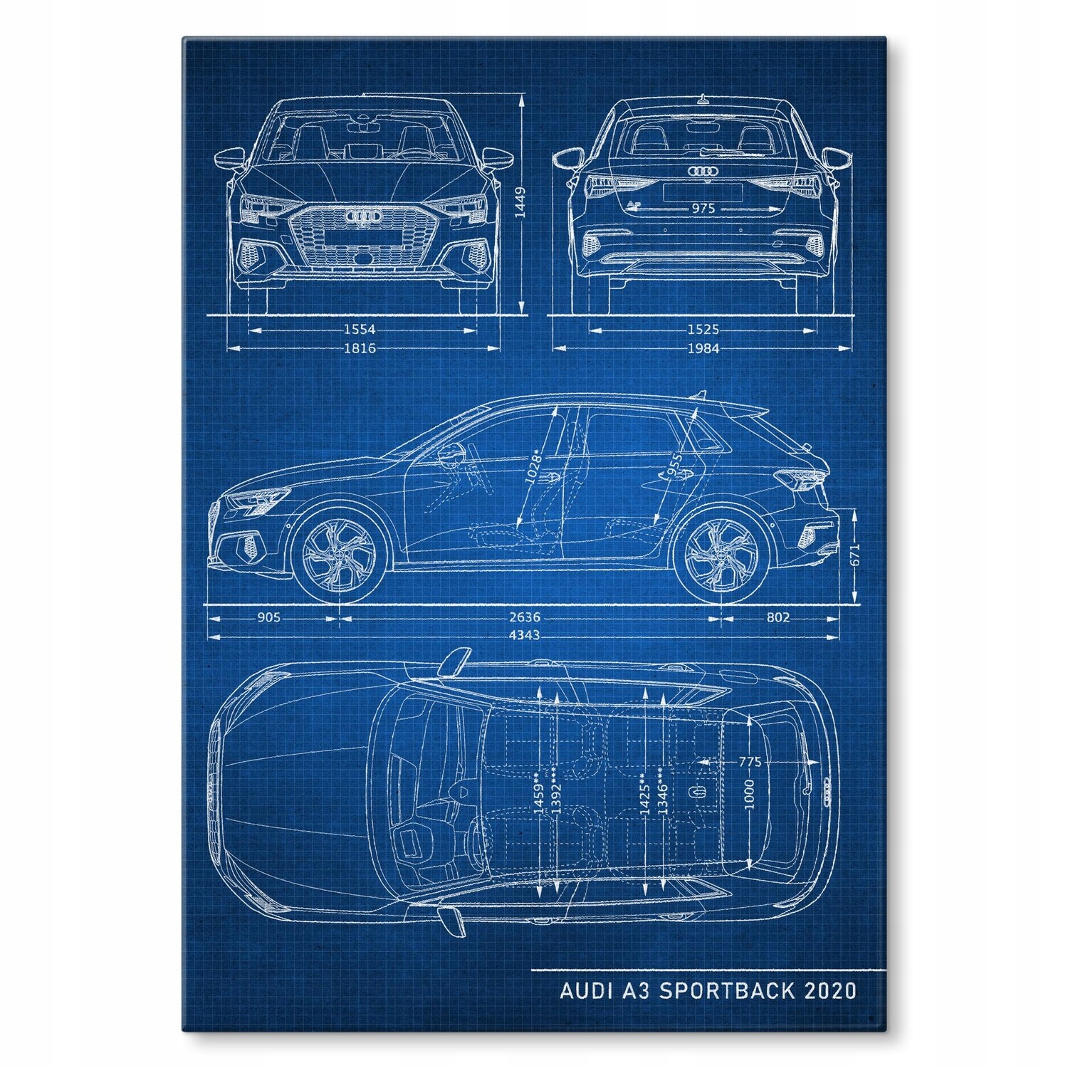 Kovový plakát Audi A3 Sportback Tech Dárek 30 x 42 cm