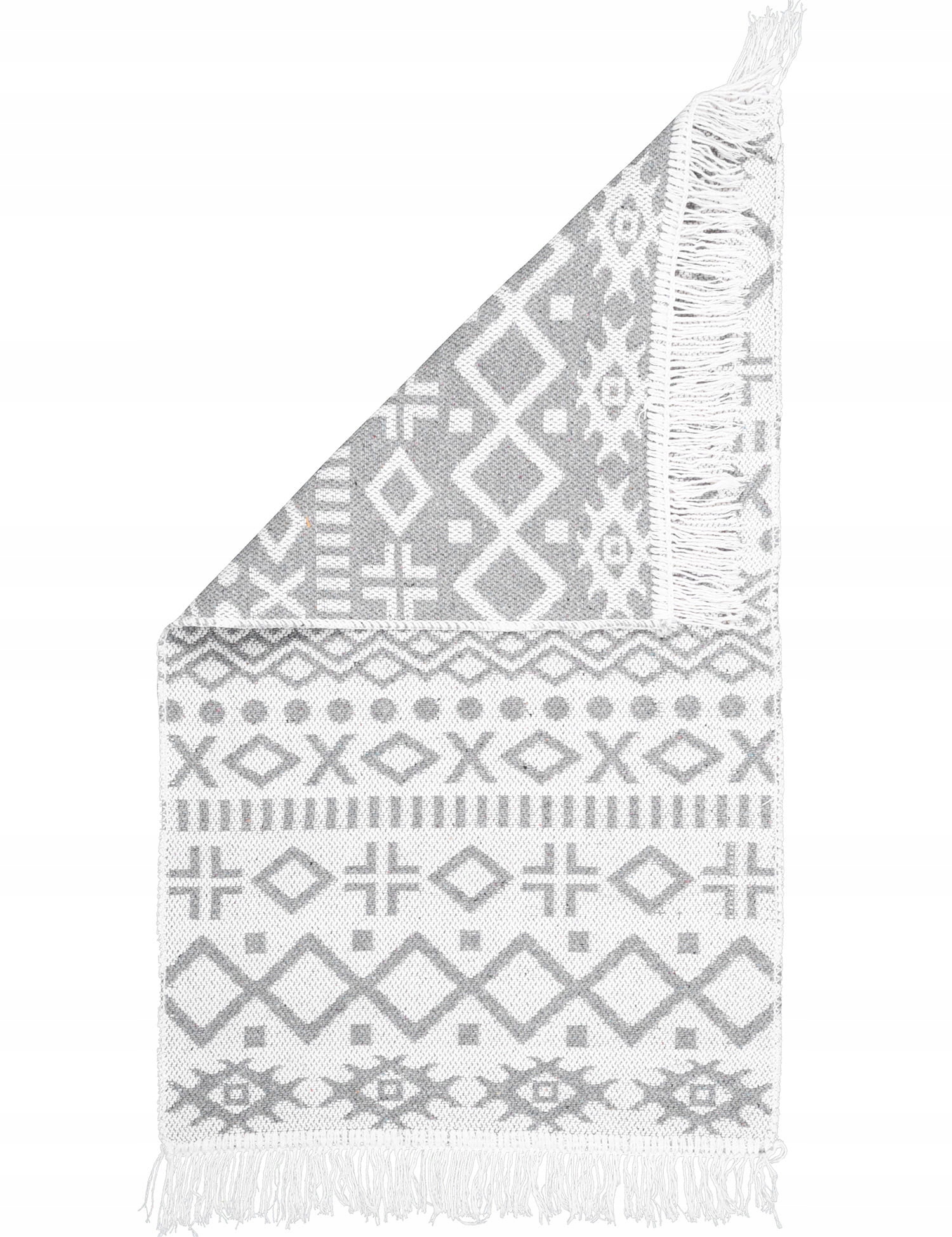

Dywanik Kilim Boho Szary tkany frędzle modny 50x80
