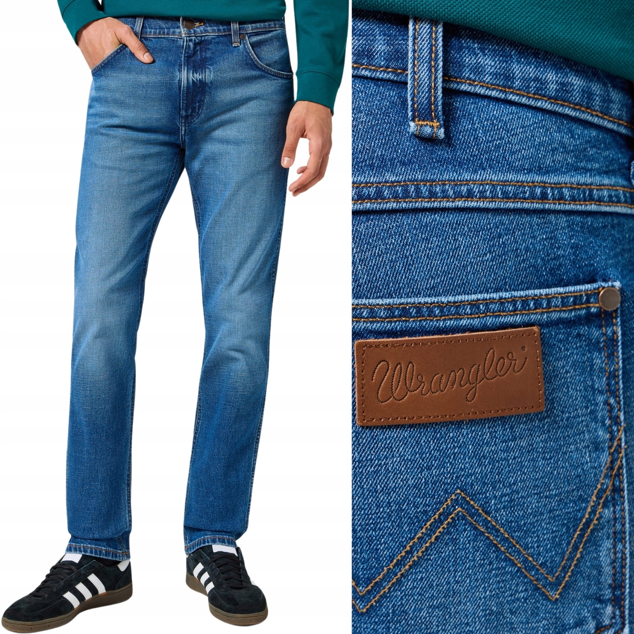 Wrangler Greensboro Raindrop Džins jednoduché tmavé džínové kalhoty W42 L34