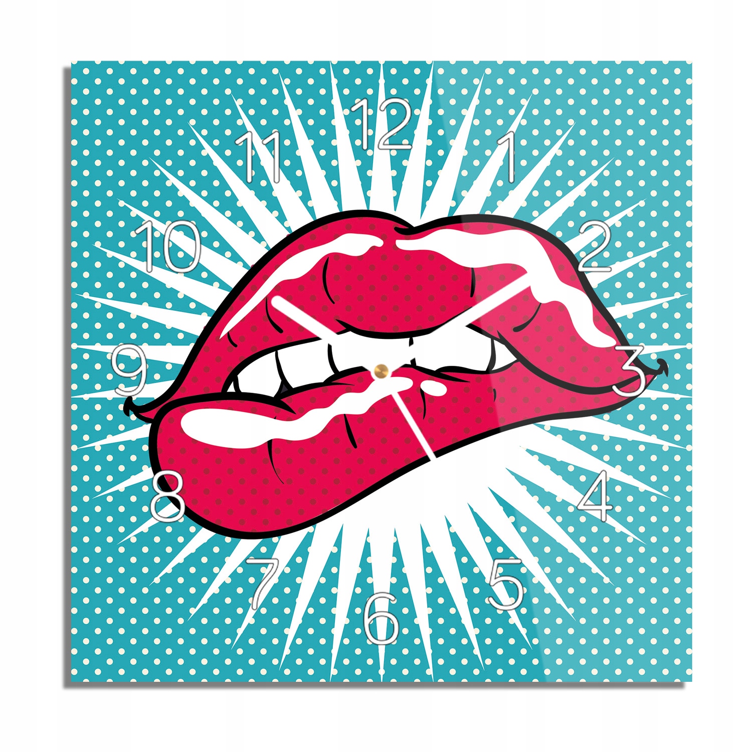 

Usta pop art komiks zegar na szkle ścienny 30x30