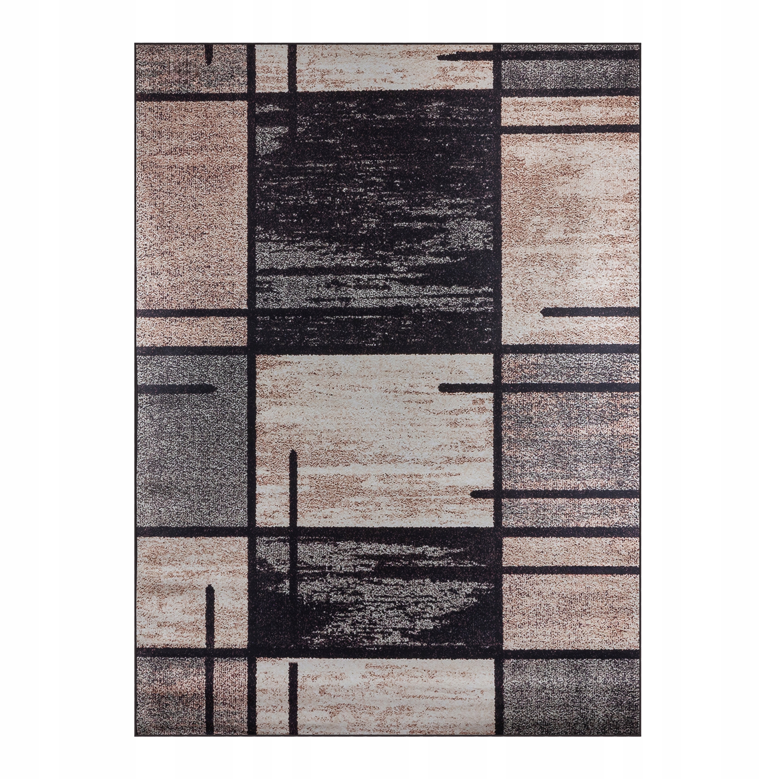 Koberec Do Obývacího Pokoje 160X220 CM Hnědý Moderní Geometrický Protiskluzový