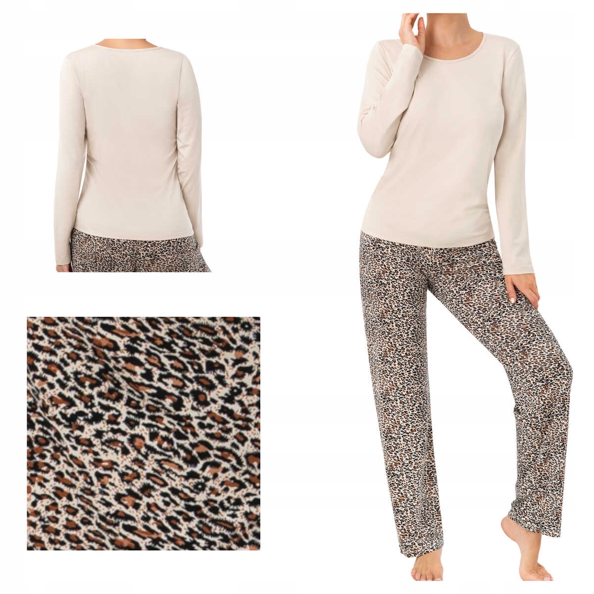 Donna Dámské pyžamo z viskózy s dlouhým rukávem Omari long béžové 2XL