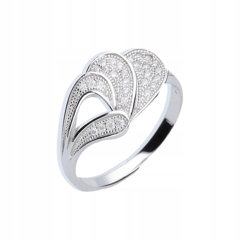 Prstýnek ze stříbra 925 s efektní vlnou a zirkony jako dárek r12