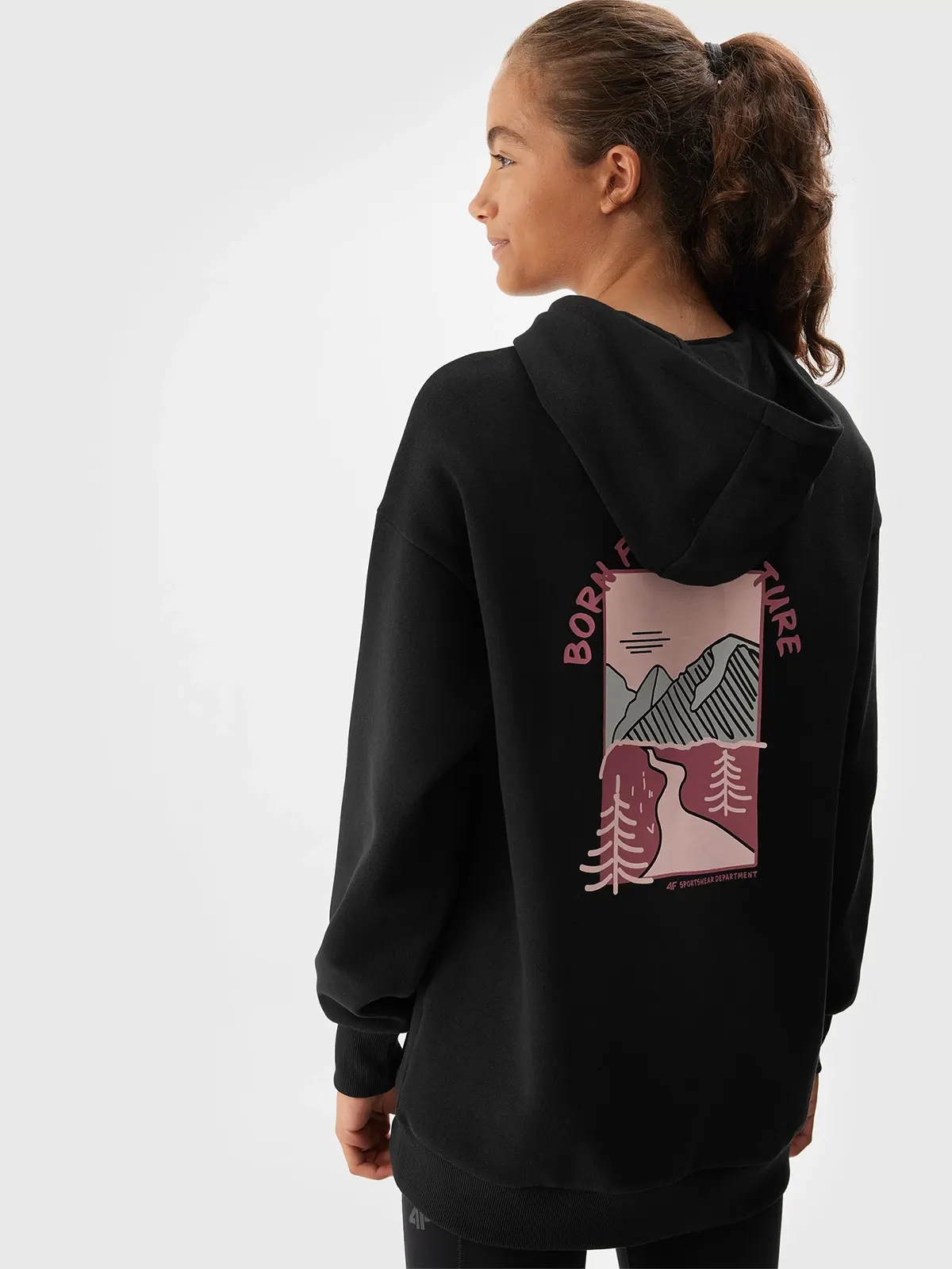 BLUZA DZIEWCZĘCA 4F DRESOWA Z KAPTUREM AW23F642 Rękaw długi rękaw