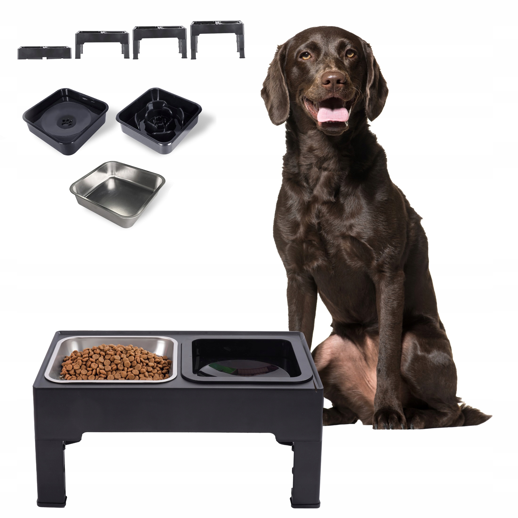 Levně Sada Misek S Nastavitelnou Výškou Pro Zvířata Nerozlévající Se Kočka Pes