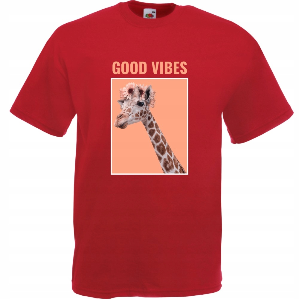 

Koszulka good vibes żyrafa kwiaty S ceglana czerwo