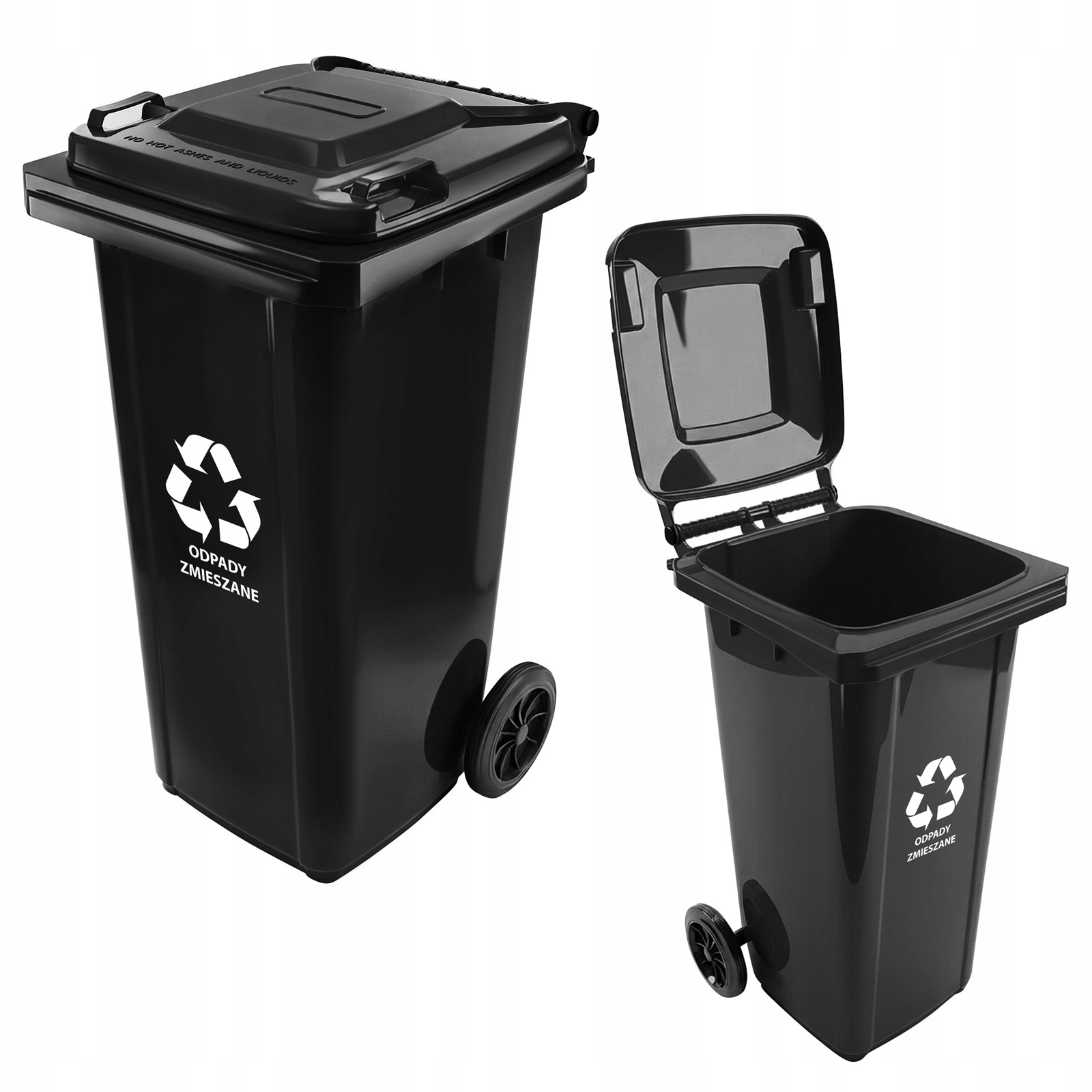 Kosz na śmieci 120L czarny odpady zmieszane pojemnik z pokrywą kółka