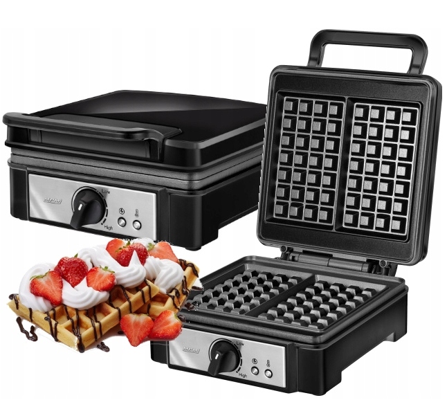 Mocna Gofrownica Mpm 1400 W Czarna 2 Chrupiące Gofry Nieprzywierająca