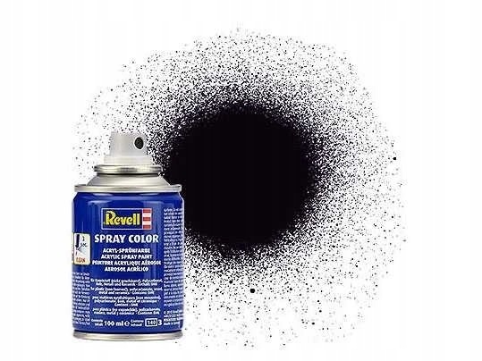 Barva Revell ve spreji 34108: matná černá (black mat)