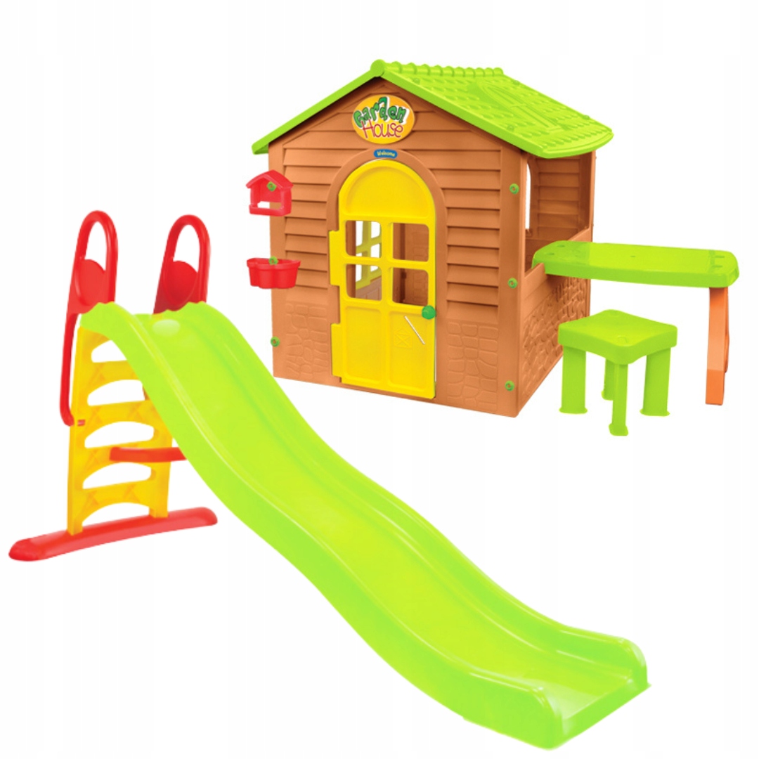 

Plac Zabaw Domek ze stolikiem, zjeżdżalnia 198cm