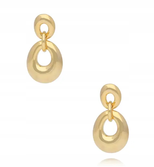 Náušnice By Dziubeka Závěsné s aerodynamickým tvarem, mosazná tyčinka