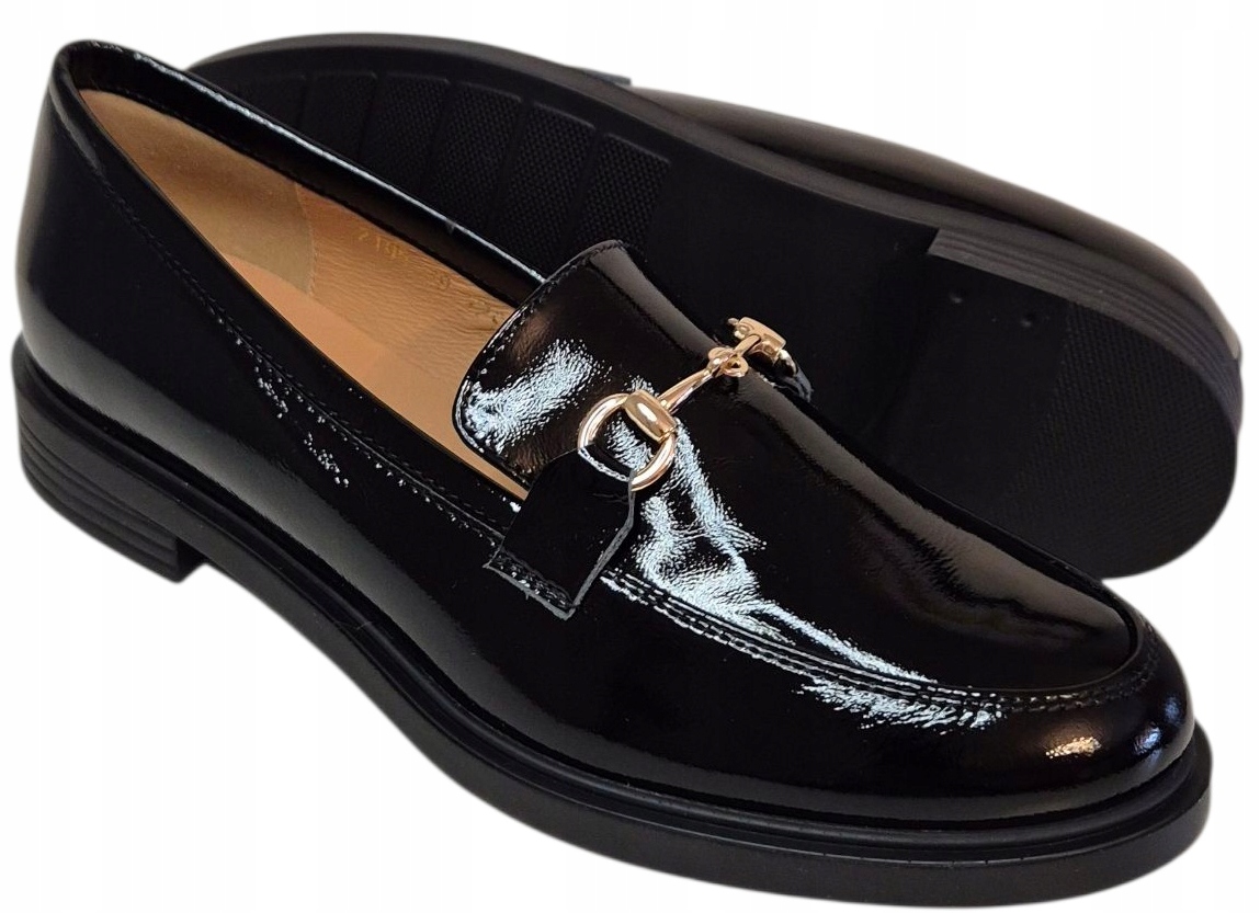 Clasicco 2195 Lordsy Černé s ozdobou z přírodní kůže, lak. vel. 39