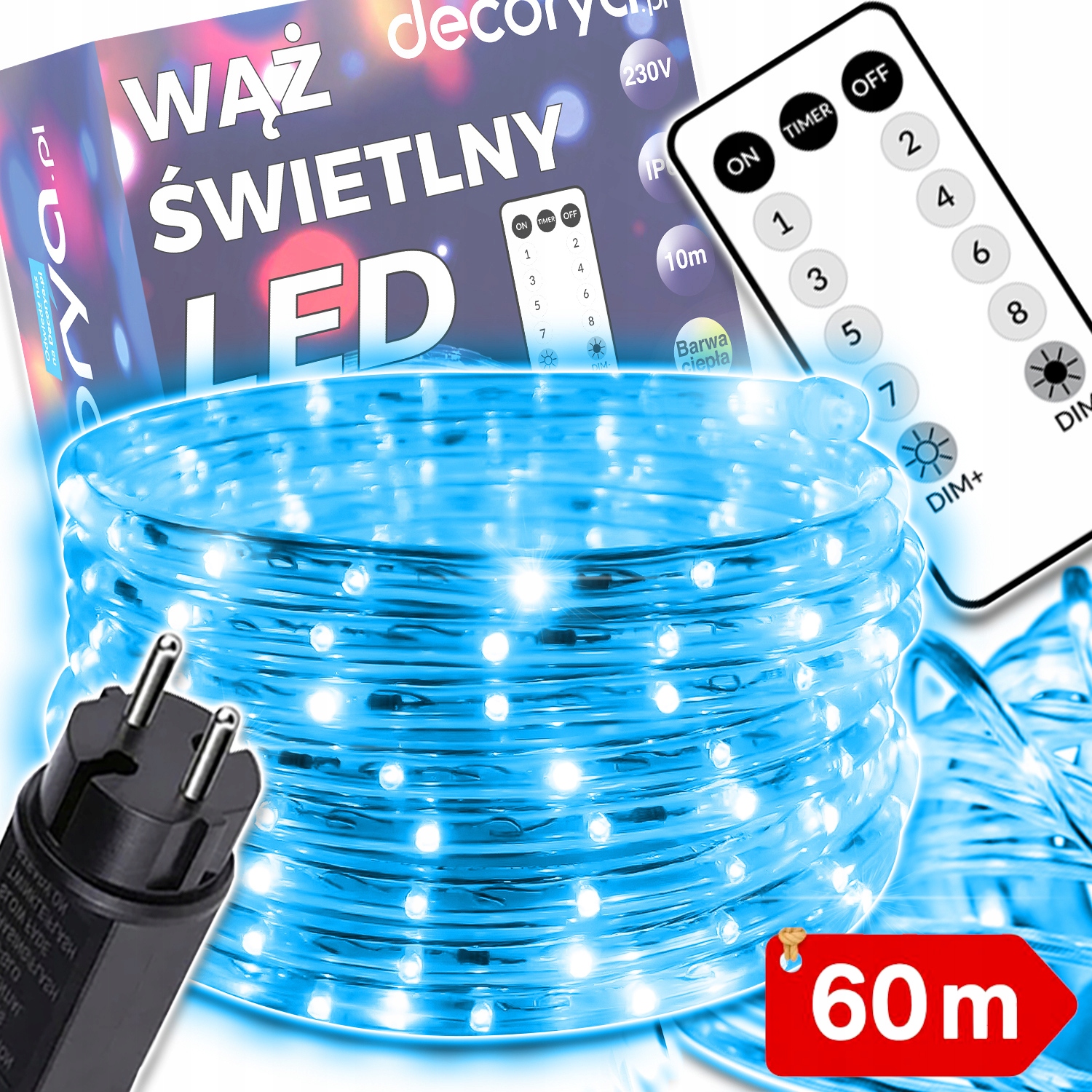 Venkovní Led Světelná Hadička S Lampičkou, Studená, 60 M, Svítící, Voděodolná, IP67