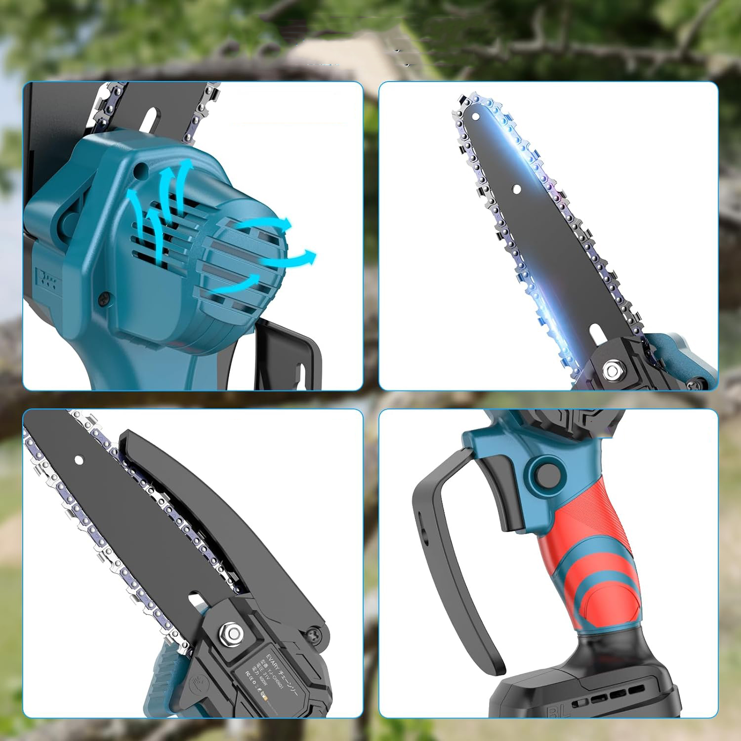 PIŁA ŁAŃCUCHOWA AKUMULATOROWA PIŁA ŁAŃCUCHOWA 6 CALI + BATERIE×2 Cechy dodatkowe automatyczne smarowanie łańcucha bezkluczykowy naciąg łańcucha