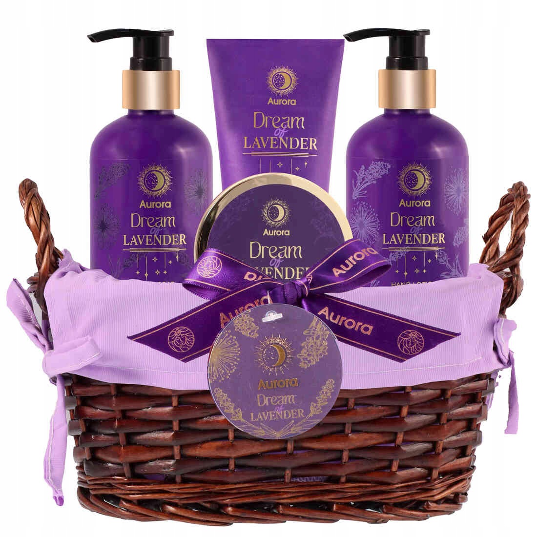Aurora Sada kosmetických přípravků pro péči o tělo Dream of Lavender v košíčku