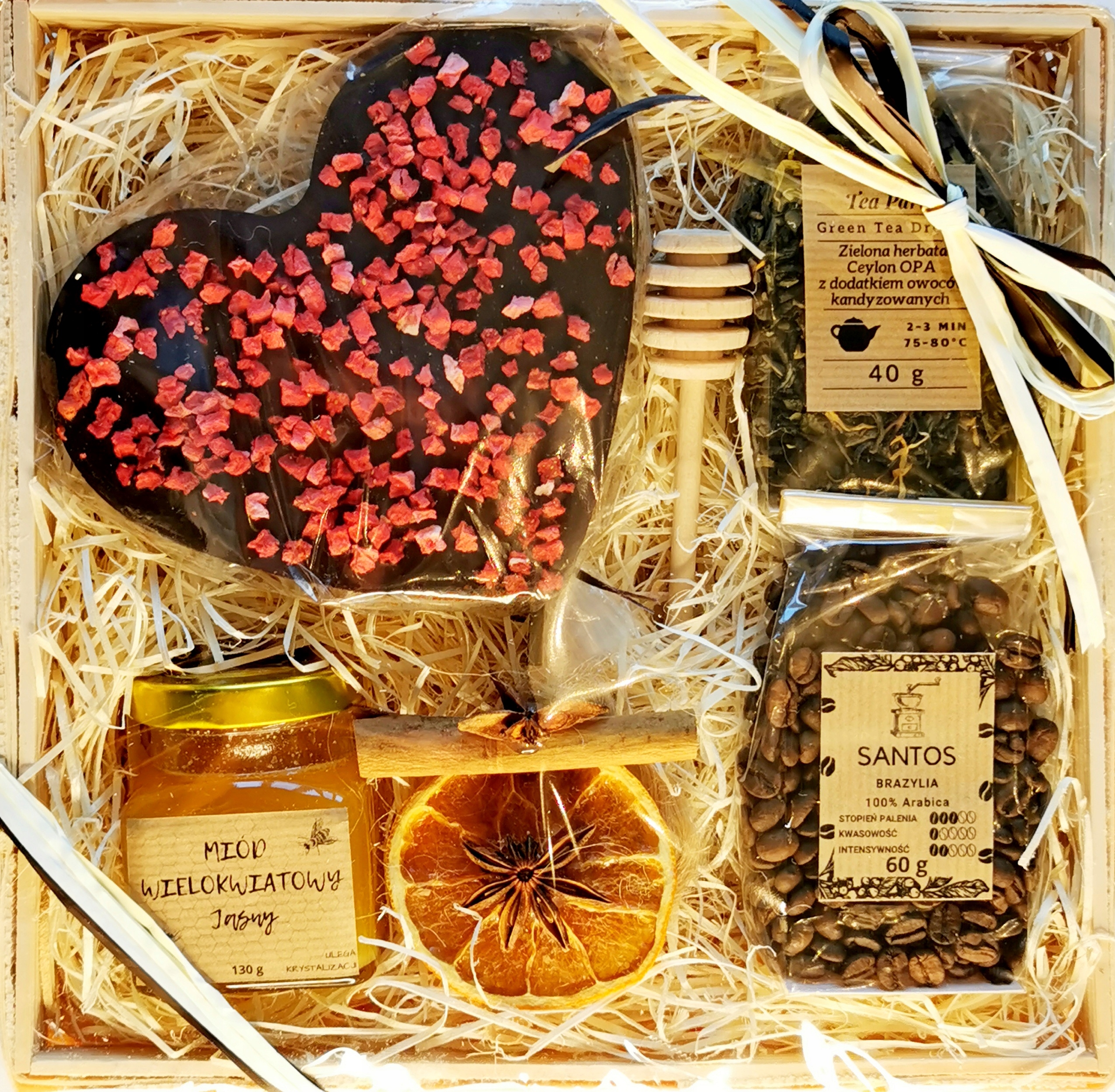 Levně Dárkový Koš čaj káva med čokoláda Set
