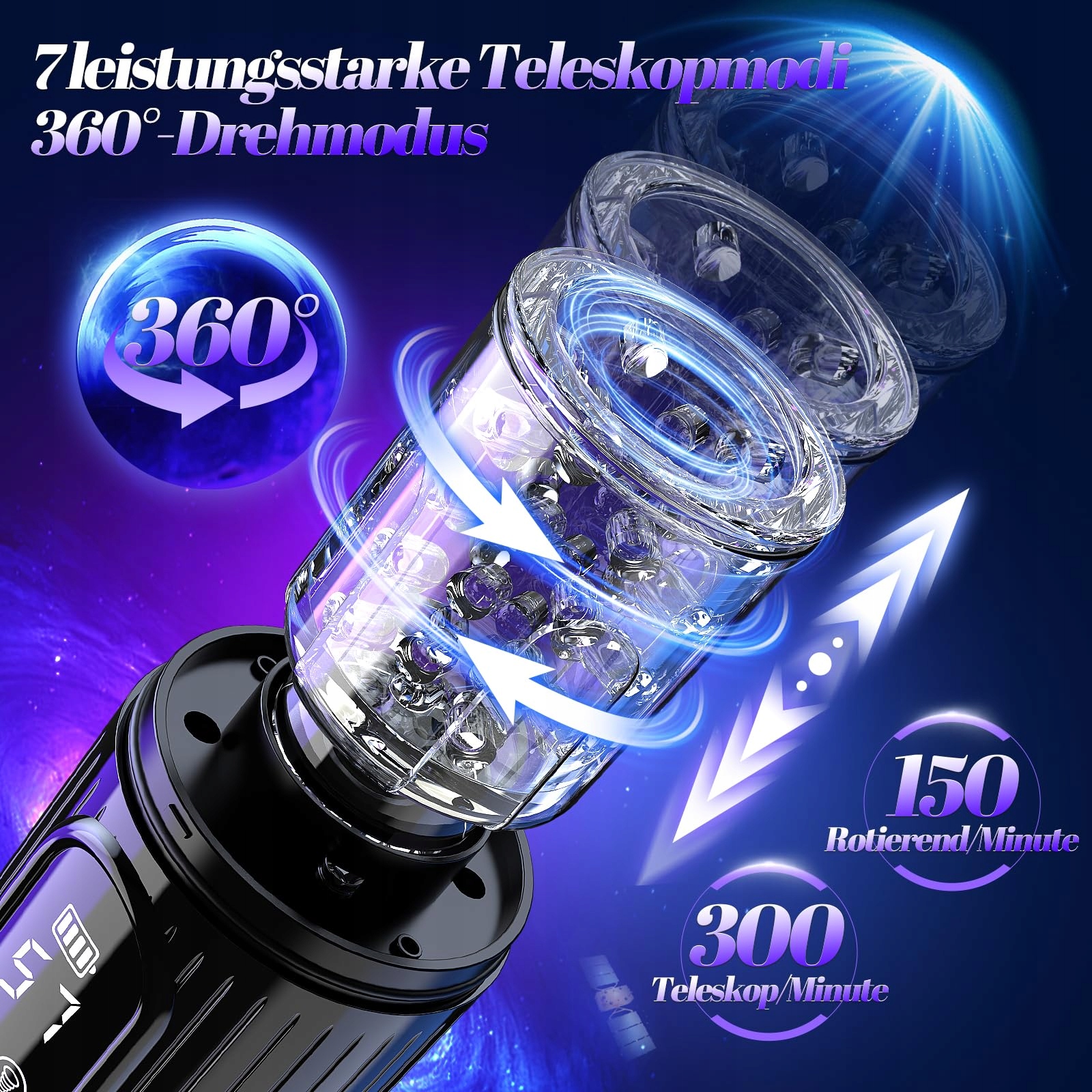 CONTITOP Electric Male Masturbator 7 Telescopic & Rotating Modes — miniatura 3