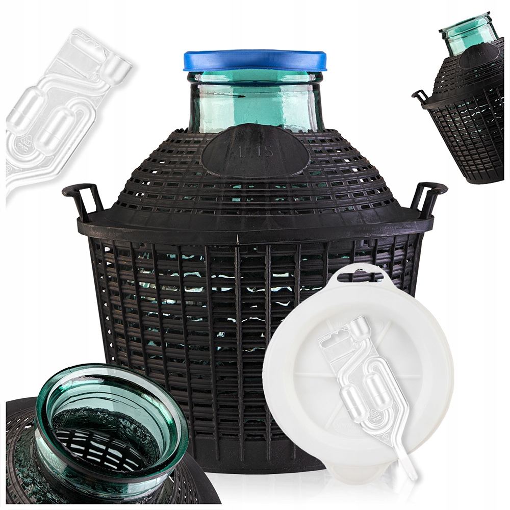 Balón Na Víno Cydr 15L Gąsior na Víno široký krk Set kapuce trubička