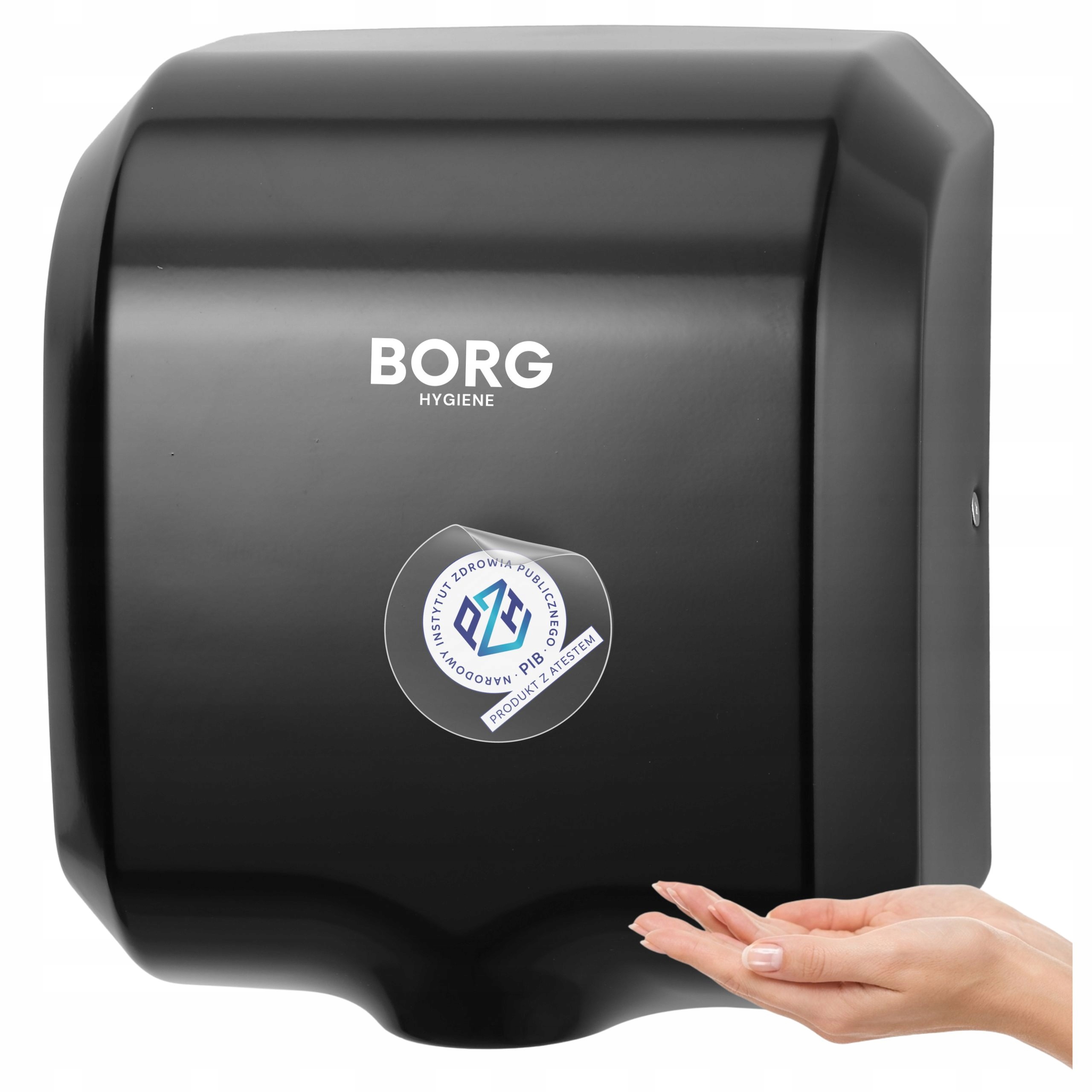 Sušička rúk oceľová čierna odolná voči vandalizmu silná Borg Zonda 1800W 8s