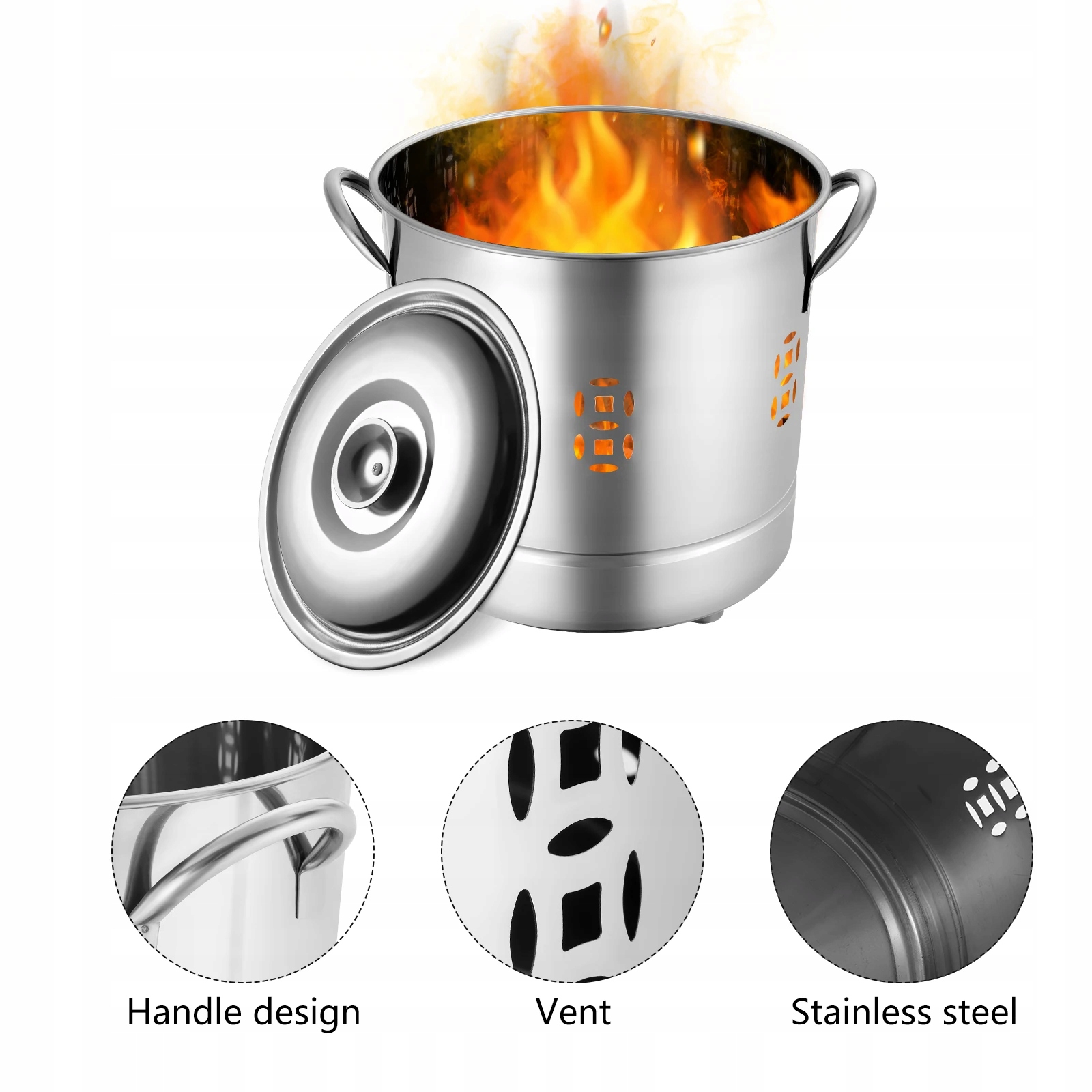 SPALARKA METALOWA OGRODOWA Beczka SPALANA Kolor srebrny