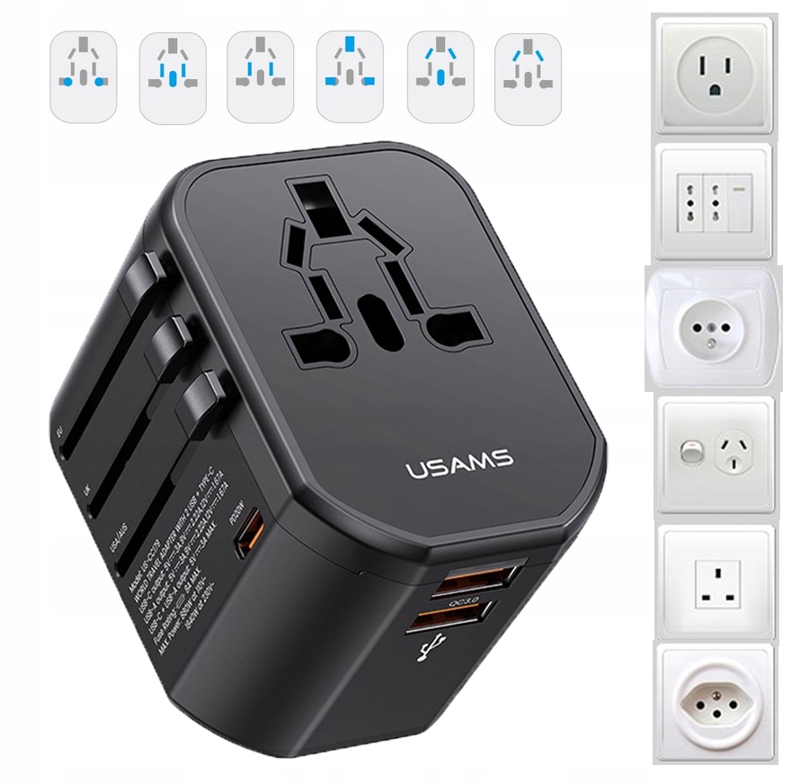 Adapter przejściówka Gniazdka Usb Chiny Anglia Usa Włochy Europa Polska